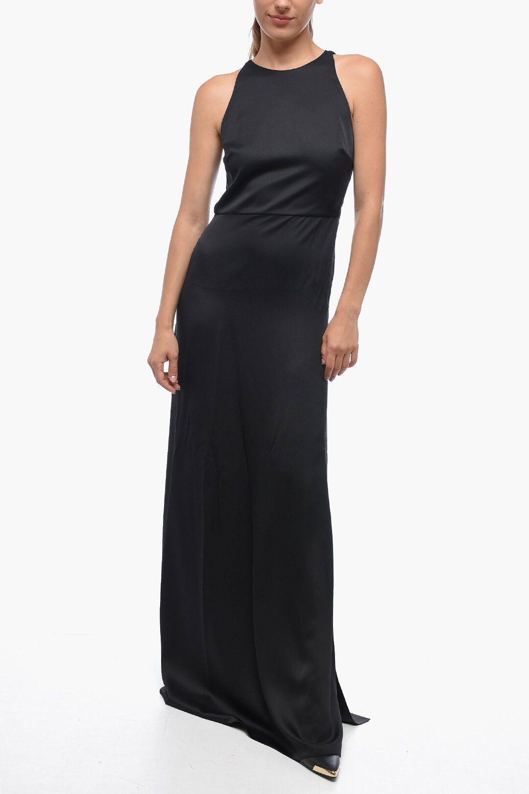 og1mm1225 Silk Satin Janie Maxi Dress in Black