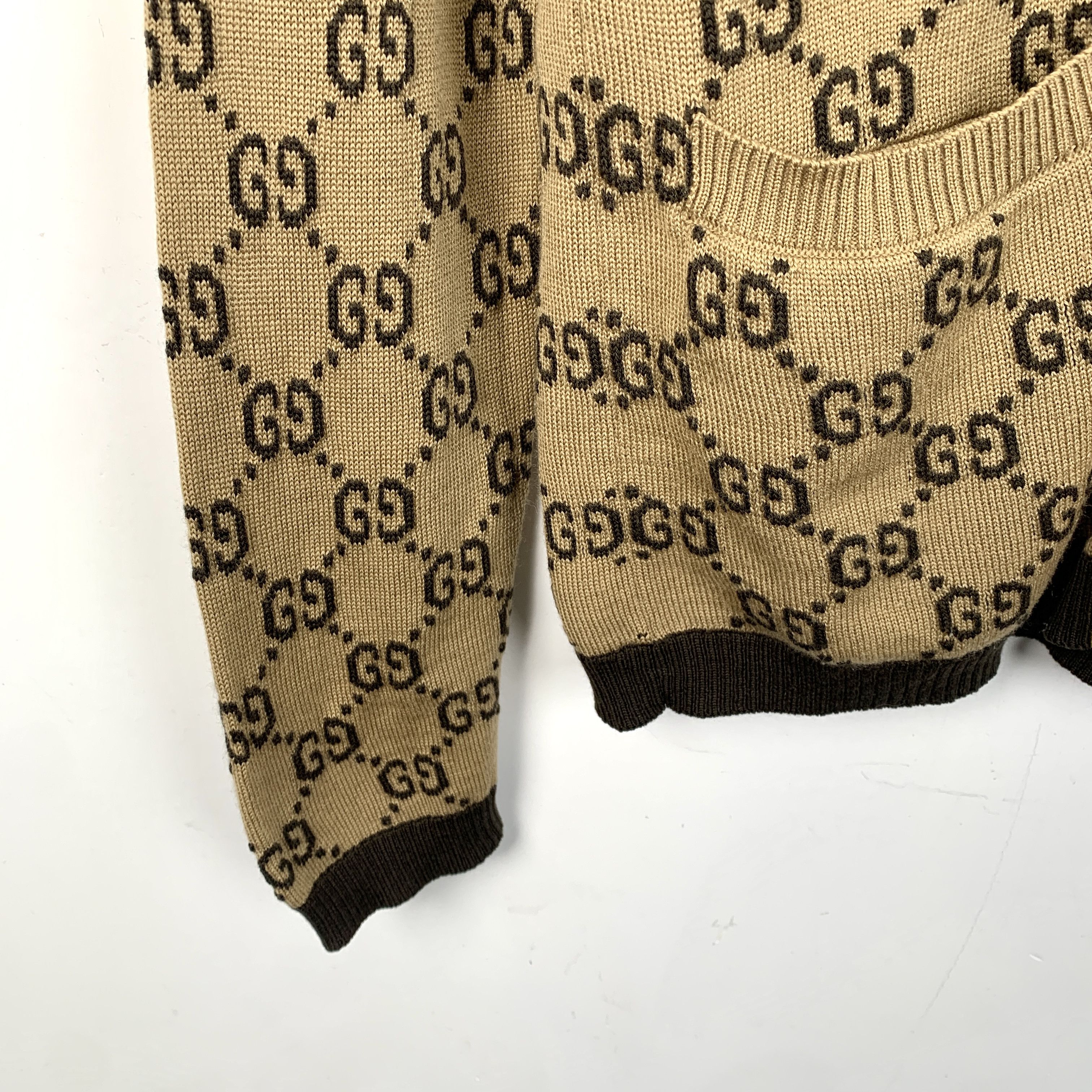 Gucci Gucci Monogram Wool Sweater Brown V-Neck Knit (Size XS) Size XS / US 0-2 / IT 36-38 - 5 Thumbnail