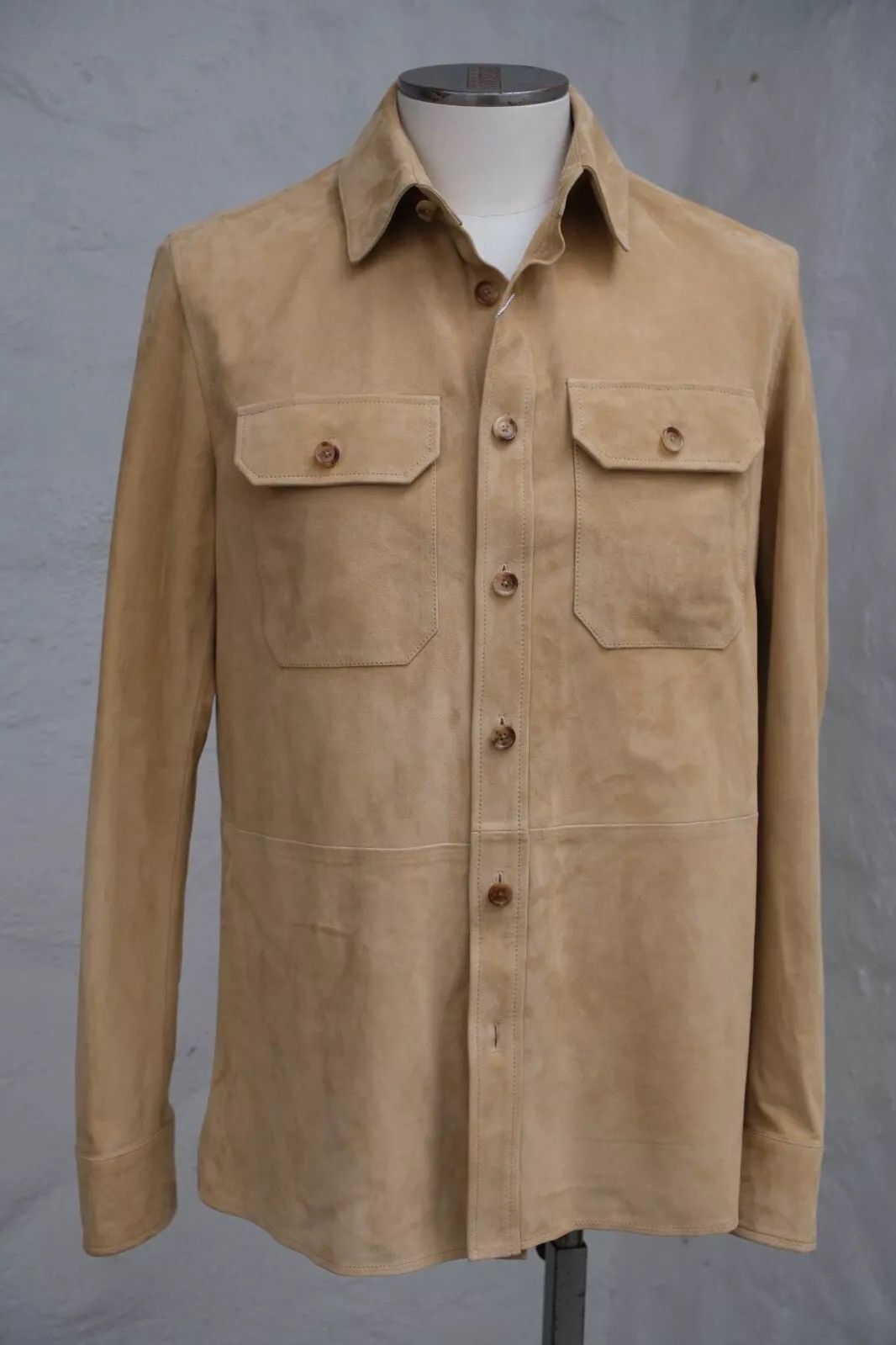 image of New Ralph Laurent Purple Label Barron Suede Shirt Jacket in Brown, Men's (Size Medium)