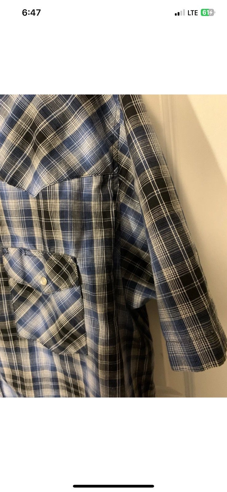 Wrangler Wrangler Men's sz 2XL Black and Blue Plaid Shirt pearl snap Size US XXL / EU 58 / 5 - 8 Thumbnail