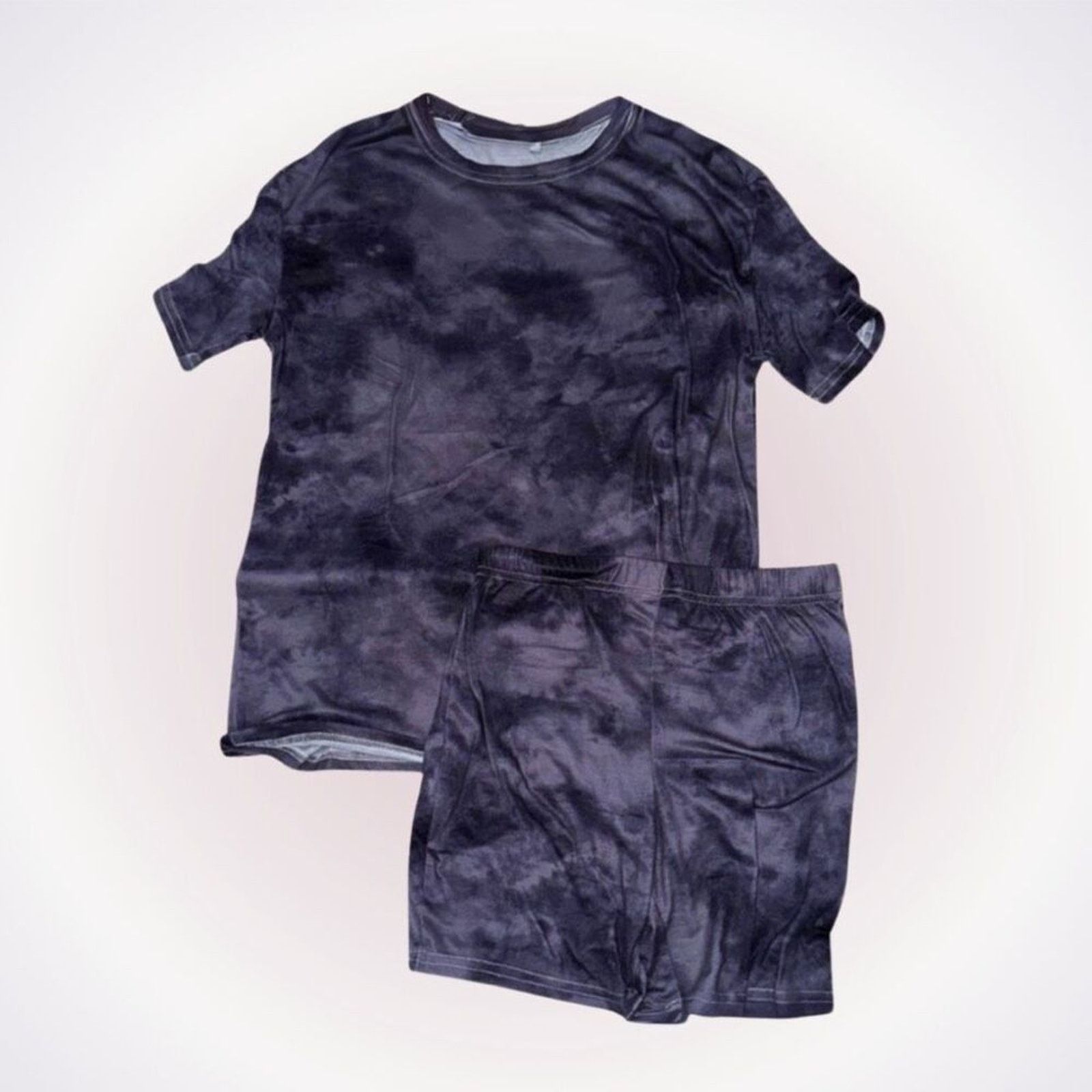 Other Black and Gray Tie-Dye Pajama T-Shirt and Shorts Set | Sz S Size ONE SIZE - 1 Thumbnail