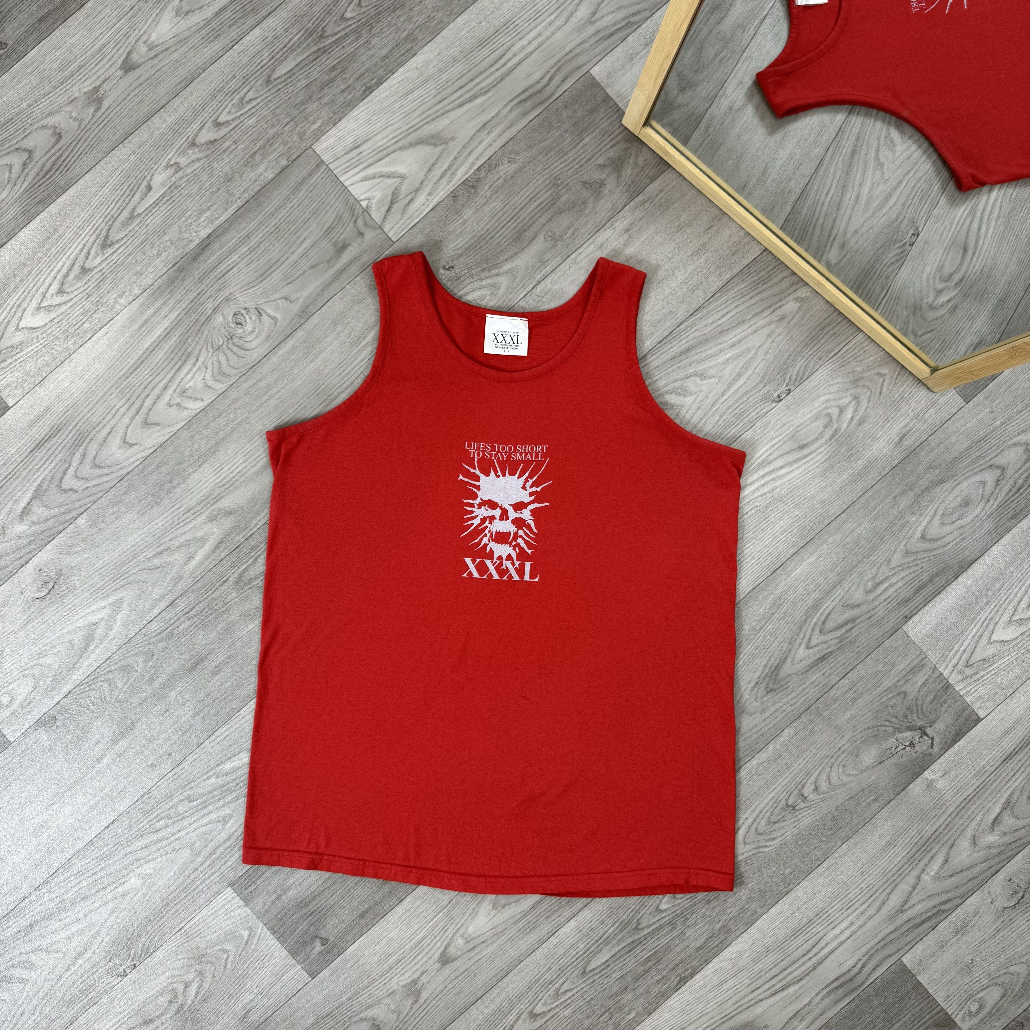 Vintage Vintage Gym Tank Top "LIFES TOO SHORT TO STAY SMALL" Red Size US M / EU 48-50 / 2 - 1 Thumbnail