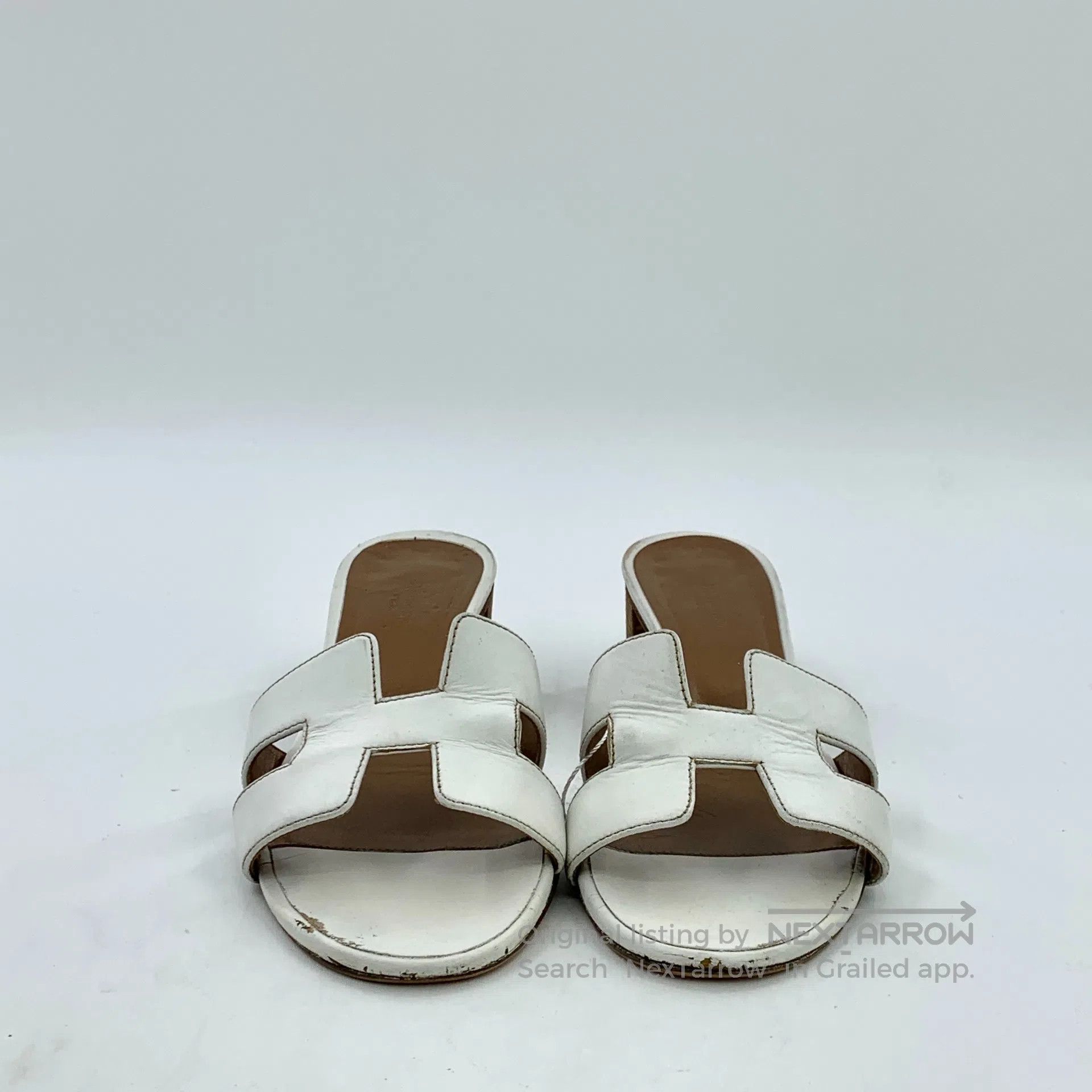 Hermes Hermes White H-shaped thick high-heeled sandals| Size US 6.5 / IT 36.5 - 3 Thumbnail