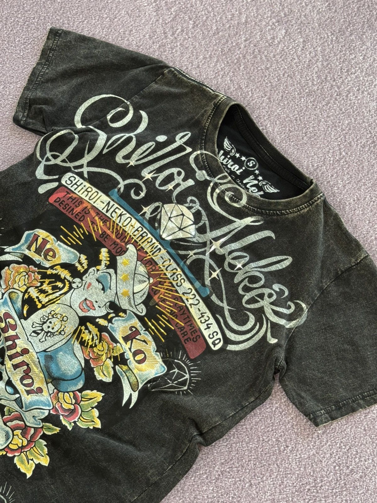 Japanese Brand 00s Shiroi Neko Y2K Faded Grunge T-Shirt Size US S / EU 44-46 / 1 - 6 Thumbnail