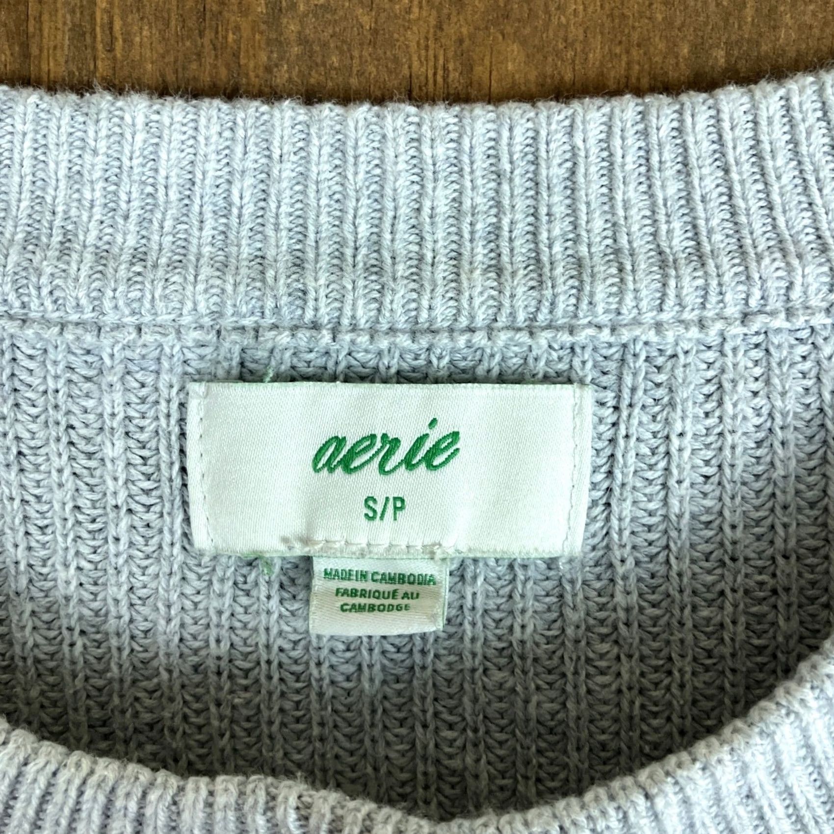 Vintage Aerie Womens Sweater Gray Pullover Ribbed Henley Long Sleeve 100% Cotton Small Size S / US 4 / IT 40 - 6 Thumbnail