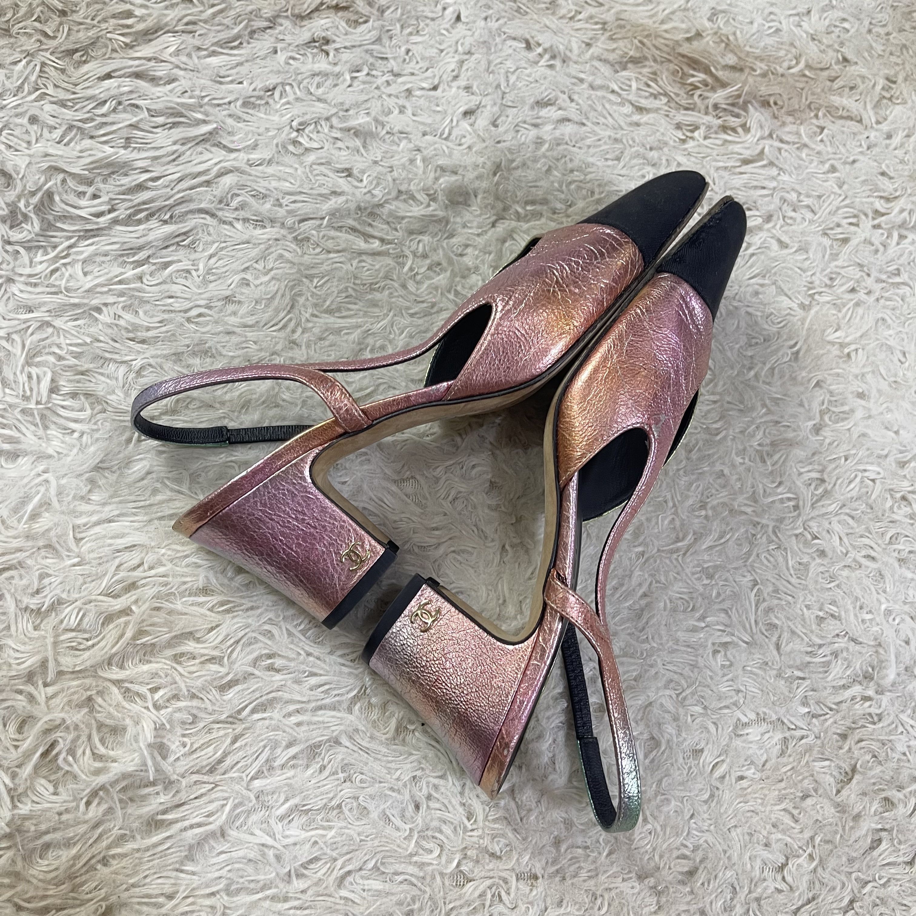 Chanel Chanel Multicolor Slingback Leather Sandals Size US 7 / IT 37 - 4 Thumbnail