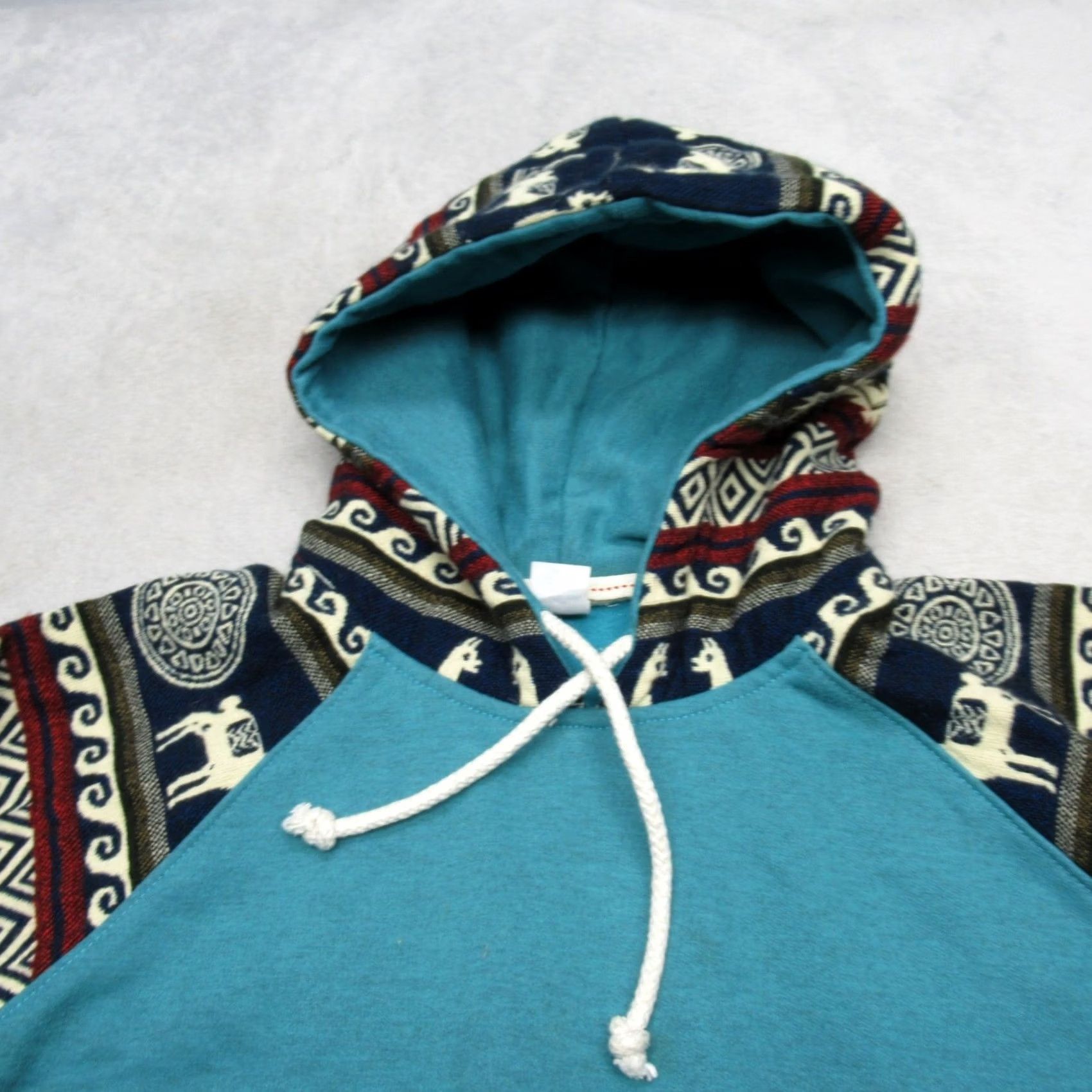 Vintage VINTAGE Aztec Design Wool Blend Hoodie Mens M Teal Southwestern Boho Tribal Size US M / EU 48-50 / 2 - 6 Thumbnail