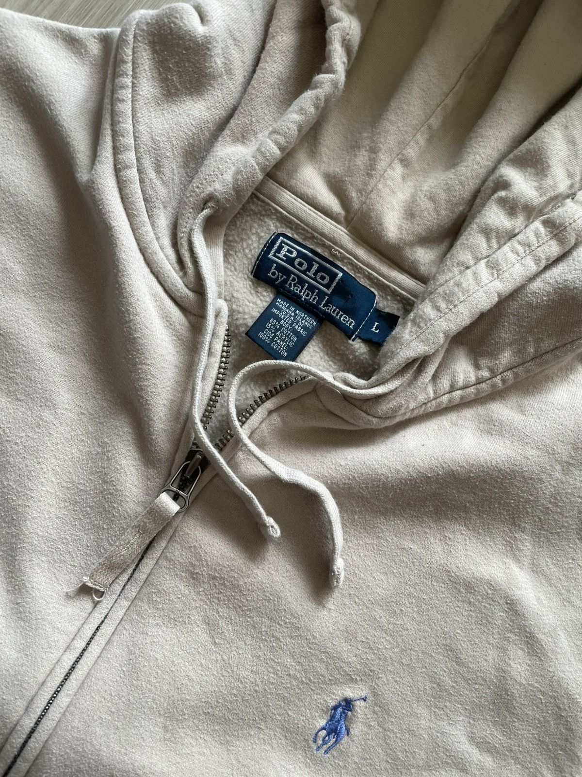 Polo Ralph Lauren VTG Polo Ralph Lauren Hoodie Light Brown Beige Zip Up Sz L Size US L / EU 52-54 / 3 - 3 Thumbnail
