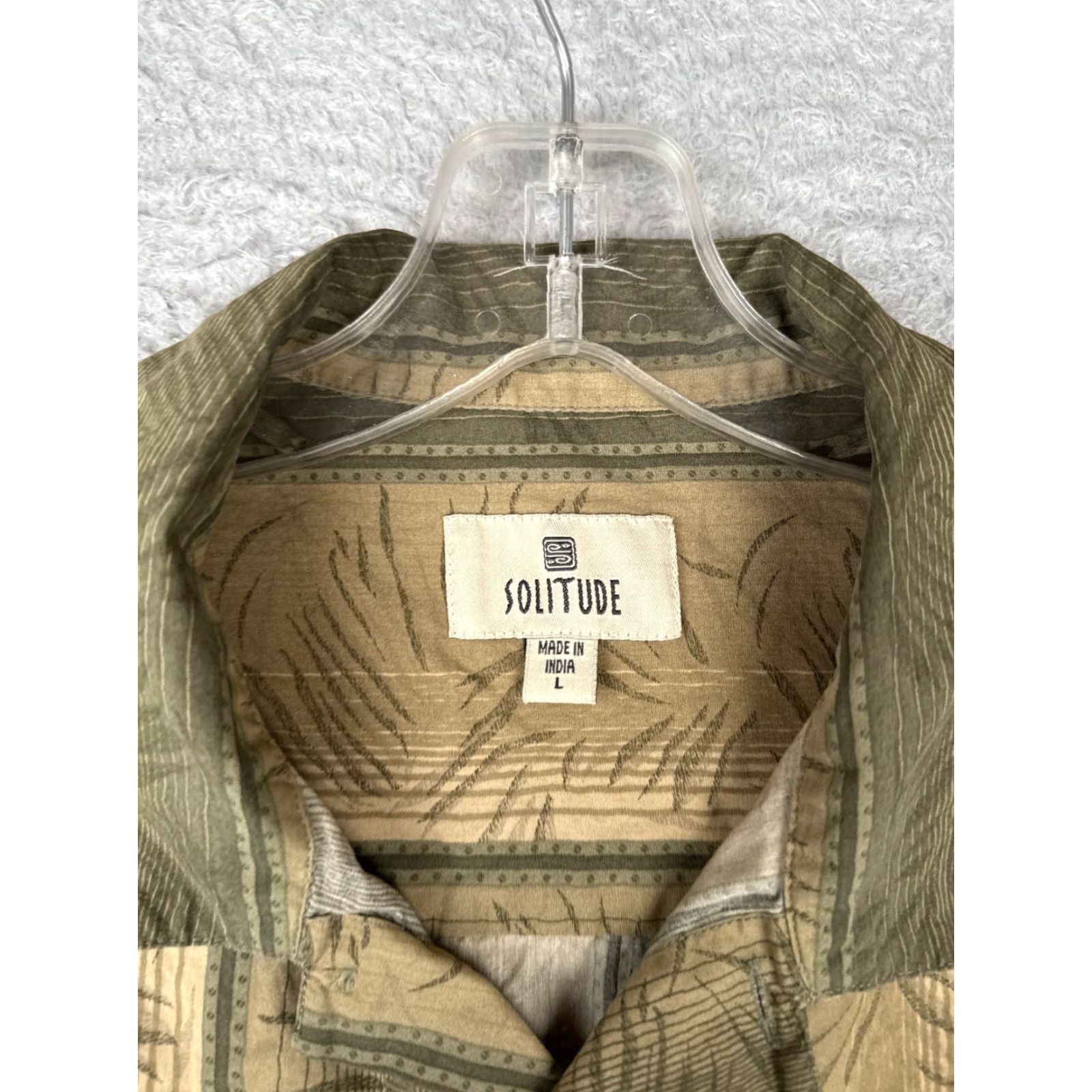 Vintage Solitude Button-Up Shirt Adult Large Green Stripe Leaf Hawaiian Size US L / EU 52-54 / 3 - 7 Thumbnail