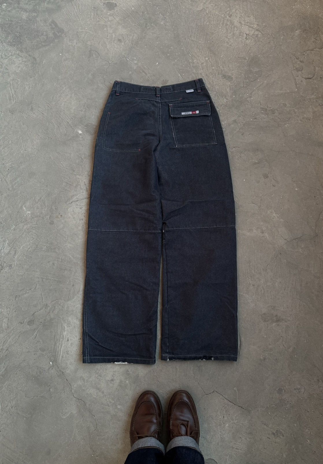 Japanese Brand × Vintage Vintage Workwear Baggy Double Knee Distressed Denim Pants Size US 32 / EU 48 - 2 Thumbnail