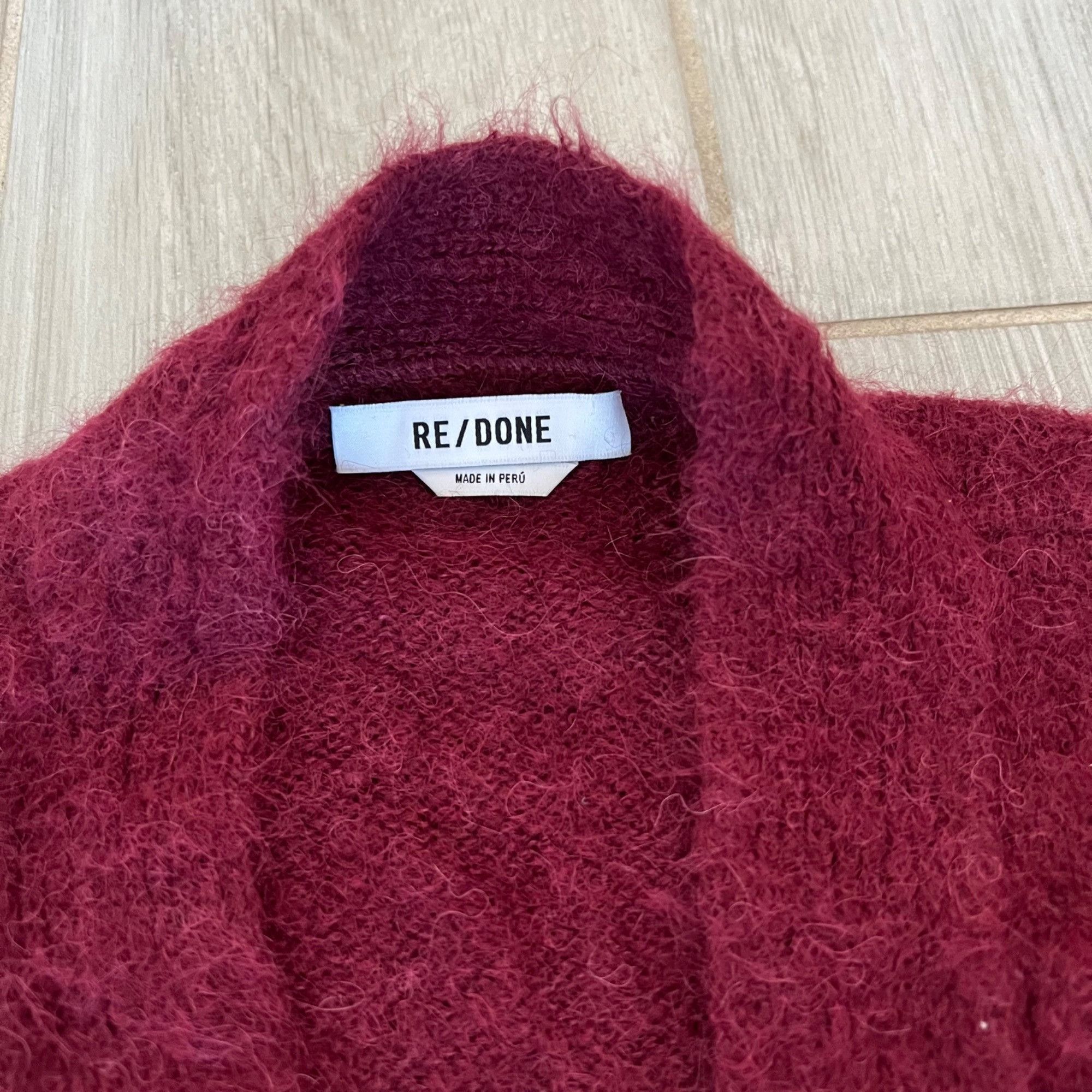 RE/DONE $550 NEW RE/DONE ALPACA BLEND BURGUNDY CARDIGAN SWEATER S Size S / US 4 / IT 40 - 4 Thumbnail