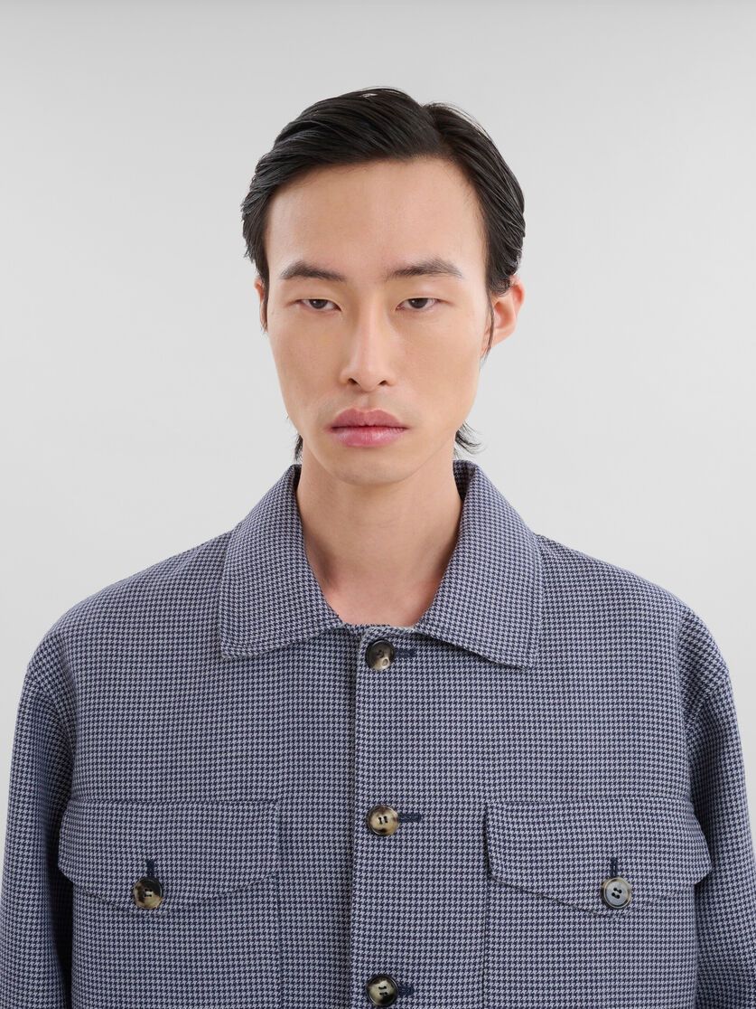 Marni o1w1db11125 Houndstooth-Print Flap-Pocket Shirt in Blue Size US XL / EU 56 / 4 - 4 Thumbnail