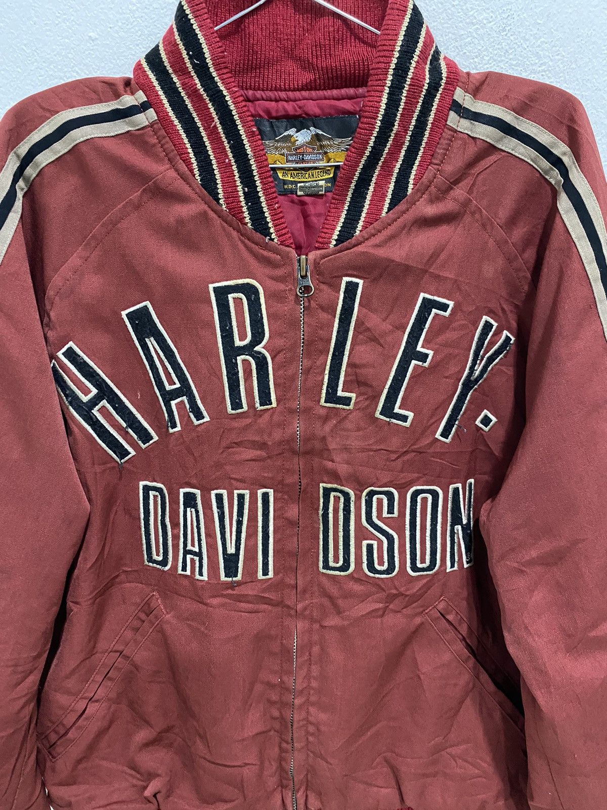 Harley Davidson VINTAGE HARLEY DAVIDSON JACKET SPELL OUT VARSITY STYLE Size US L / EU 52-54 / 3 - 4 Thumbnail