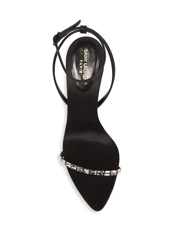 Saint Laurent Paris o1s1wg111124 Gloria Crepe Satin Sandals in Black Size US 7.5 / IT 37.5 - 4 Thumbnail