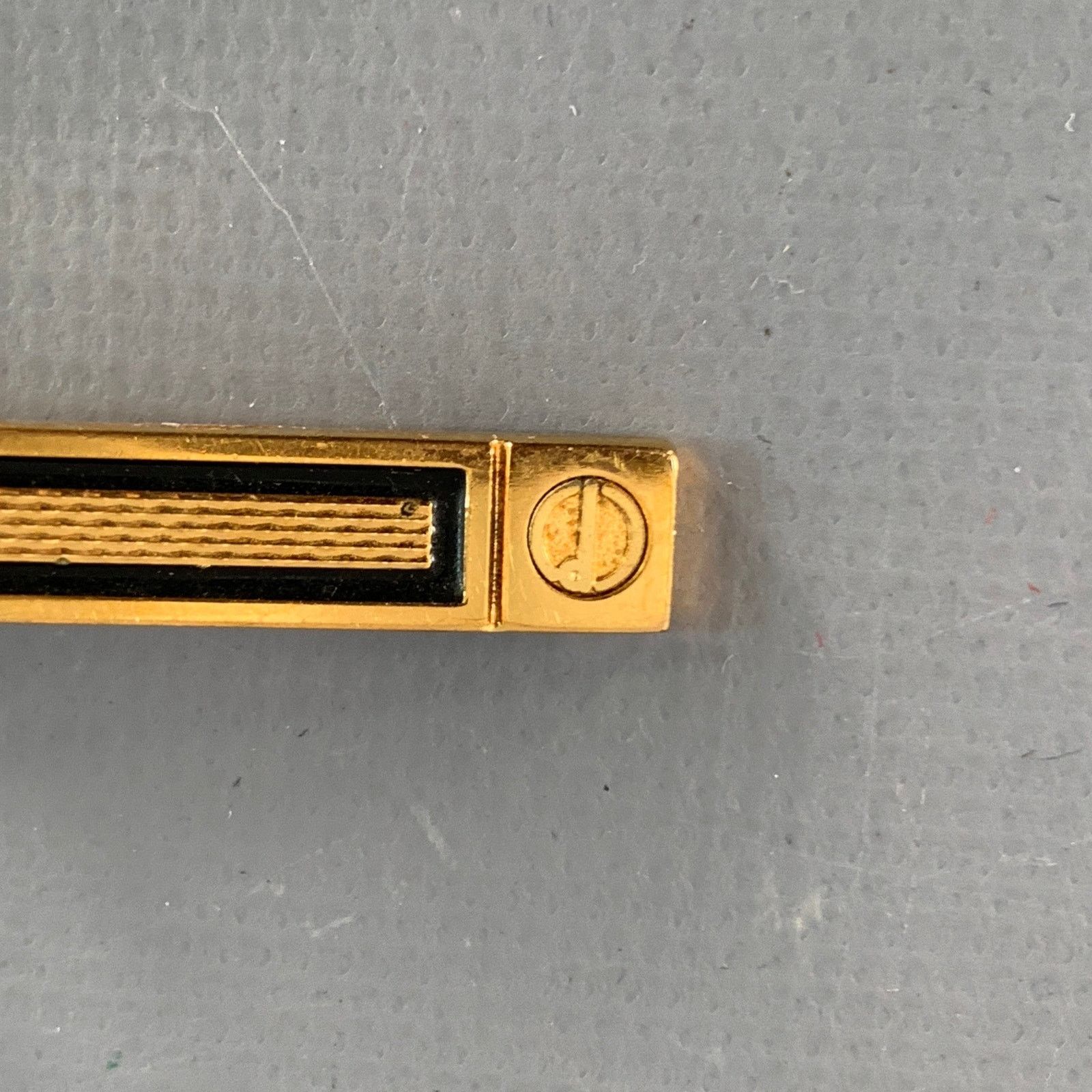 DUNHILL One Size Gold Black Embossed Metal Tie Clip