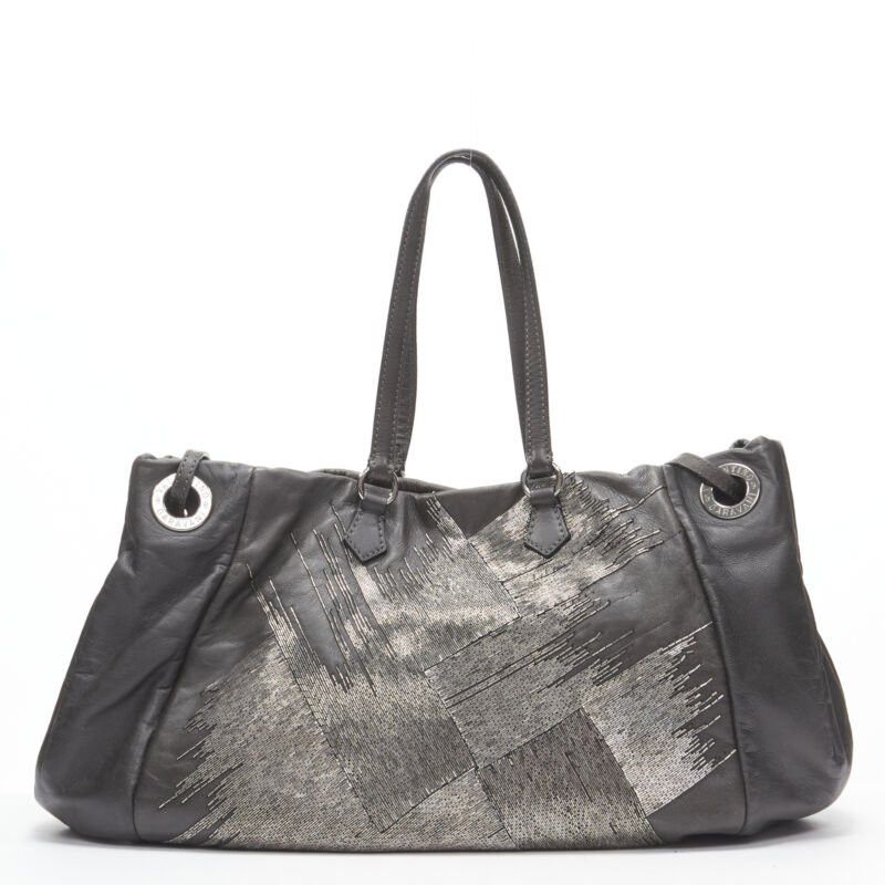 Valentino VALENTINO silver bead embellished grey leather crossbody large tote bag Size ONE SIZE - 1 Thumbnail