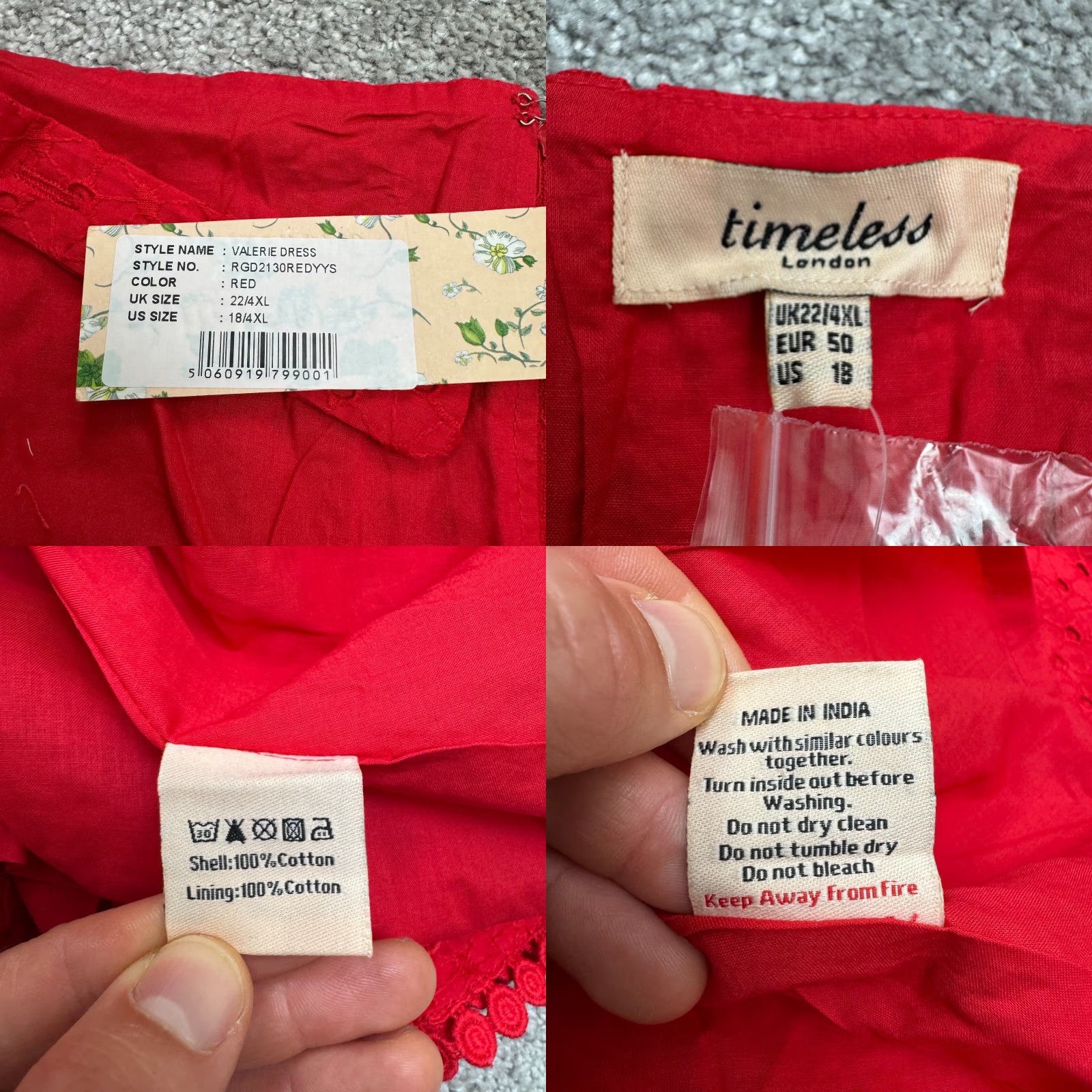 Vintage VINTAGE Timeless London Eyelet A-Line Dress Womens 18 Plus Red Sleeveless 100% Cotton NWT Ladies Short Froack? Size XXL / US 16-18 / IT 52-54 - 8 Thumbnail