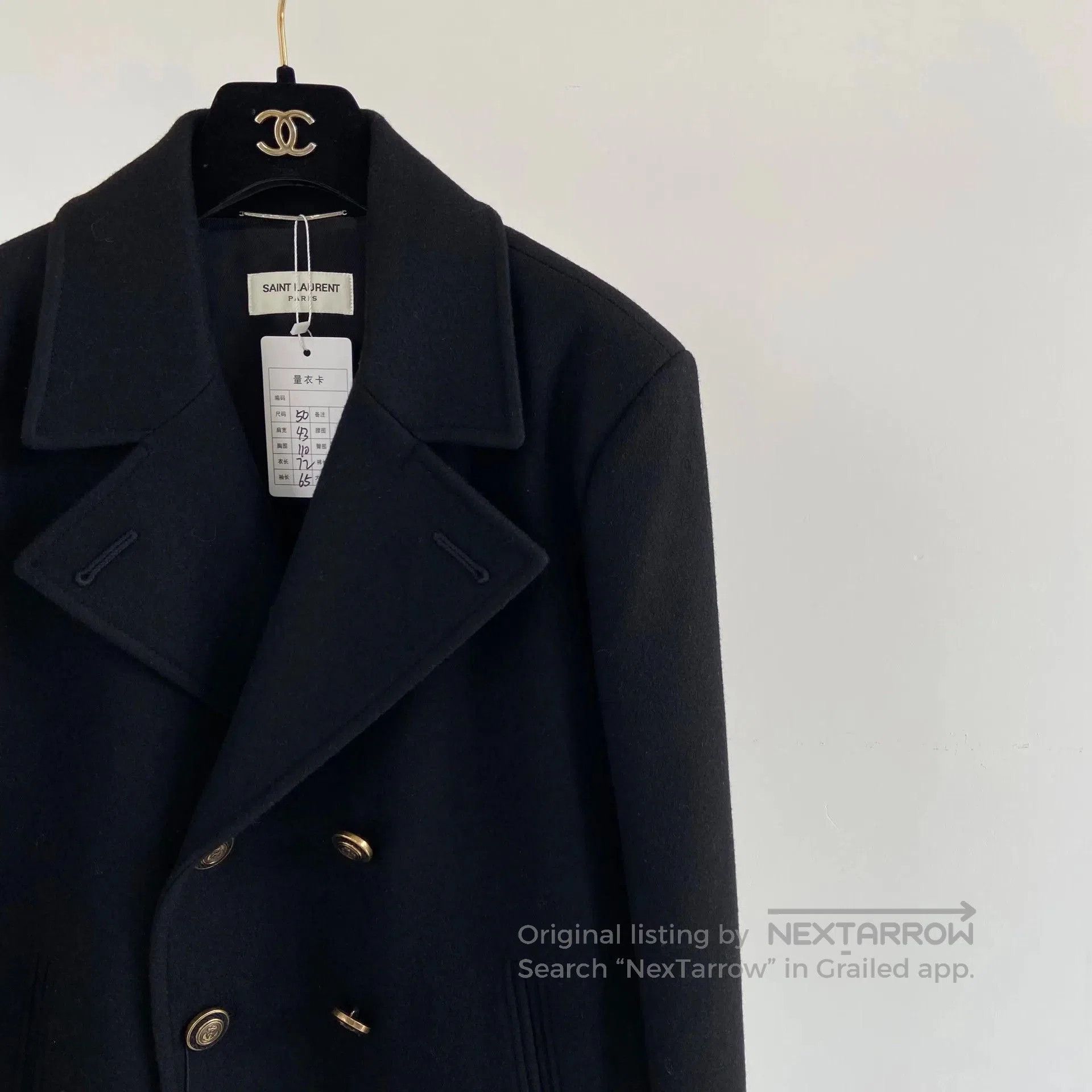 Saint Laurent Paris Saint Laurent Black Wool Coat. Size US M / EU 48-50 / 2 - 3 Thumbnail