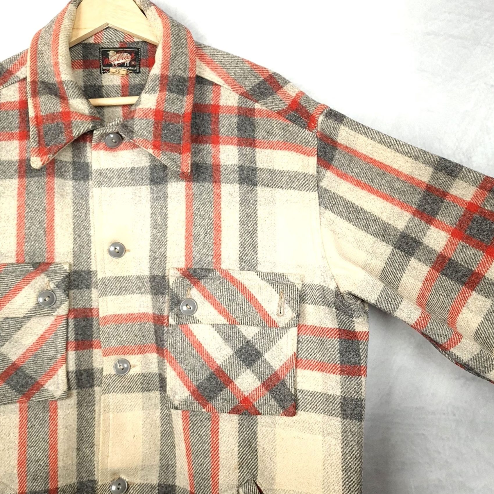 Vintage VINTAGE Woolrich Shirt Jacket Mens 46 Beige Plaid Wool Mackinaw Cruiser Work 50s Mens Size US XXL / EU 58 / 5 - 4 Thumbnail