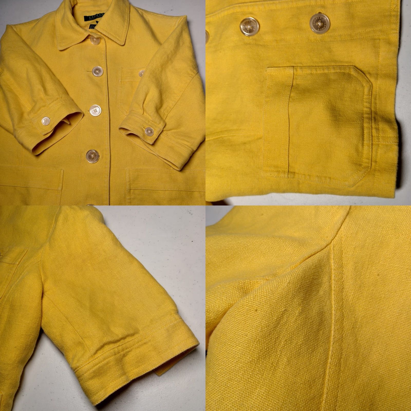 Ralph Lauren VINTAGE Lauren Ralph Lauren Blouse Women Size 6 Yellow Linen Short Sleeve Button Up Business Casual Preppy Size M / US 6-8 / IT 42-44 - 8 Thumbnail
