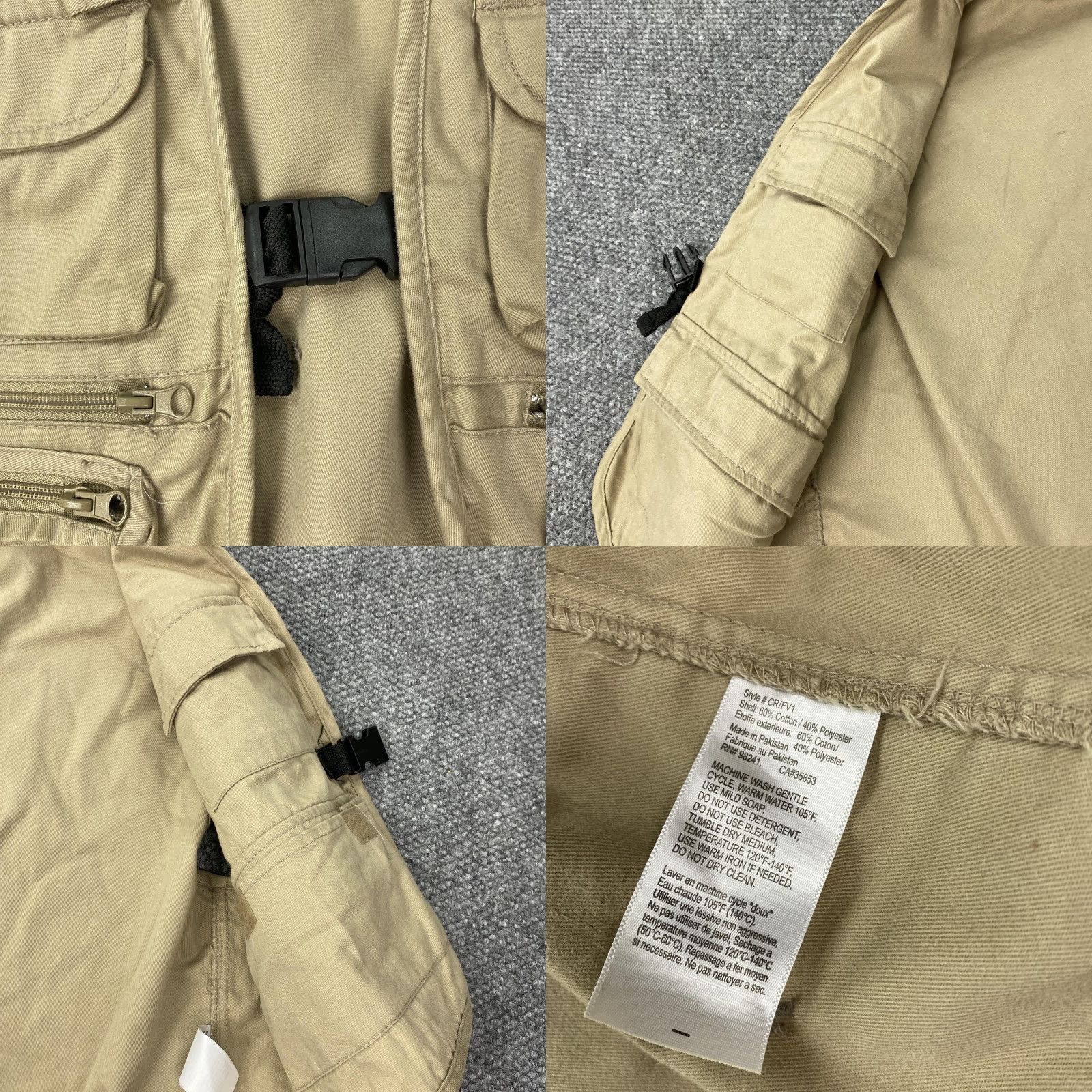 Vintage Crystal River Vest Mens Large Khaki Fishing Utility Multi Pocket Fly Zip D Ring Size US L / EU 52-54 / 3 - 8 Thumbnail