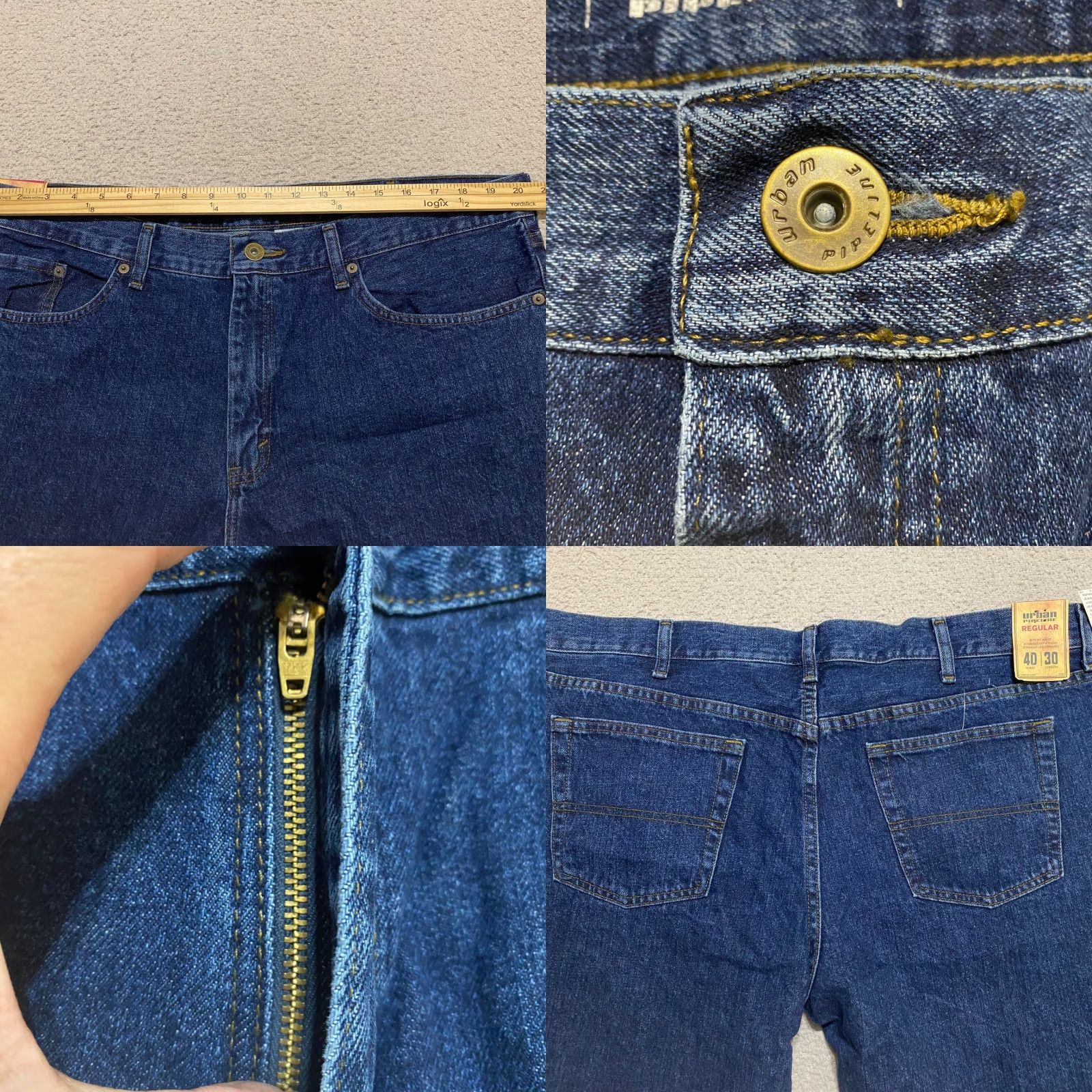 Vintage NWT Urban Pipeline Jeans Blue Denim Dark Wash Straight Mid Rise 40x29 5-Pocket Design Regular Mens Size US 40 / EU 56 - 8 Thumbnail