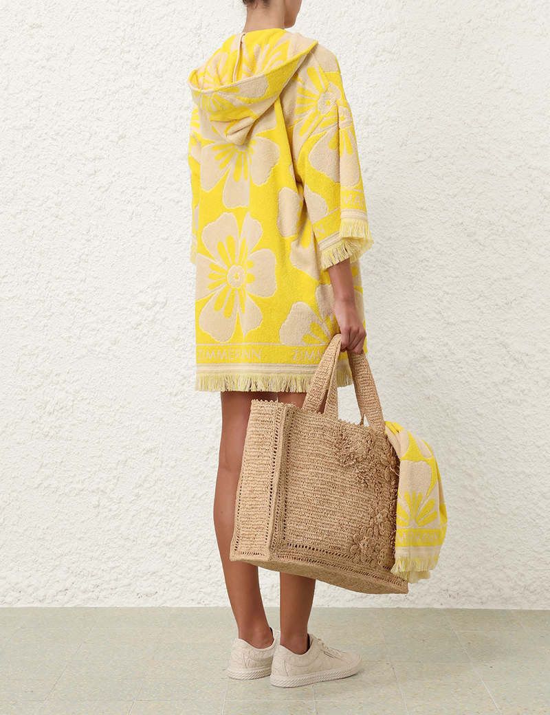 Zimmermann oc11z0525 Hooded Mini Dress in White & Yellow Size XS / US 0-2 / IT 36-38 - 3 Thumbnail