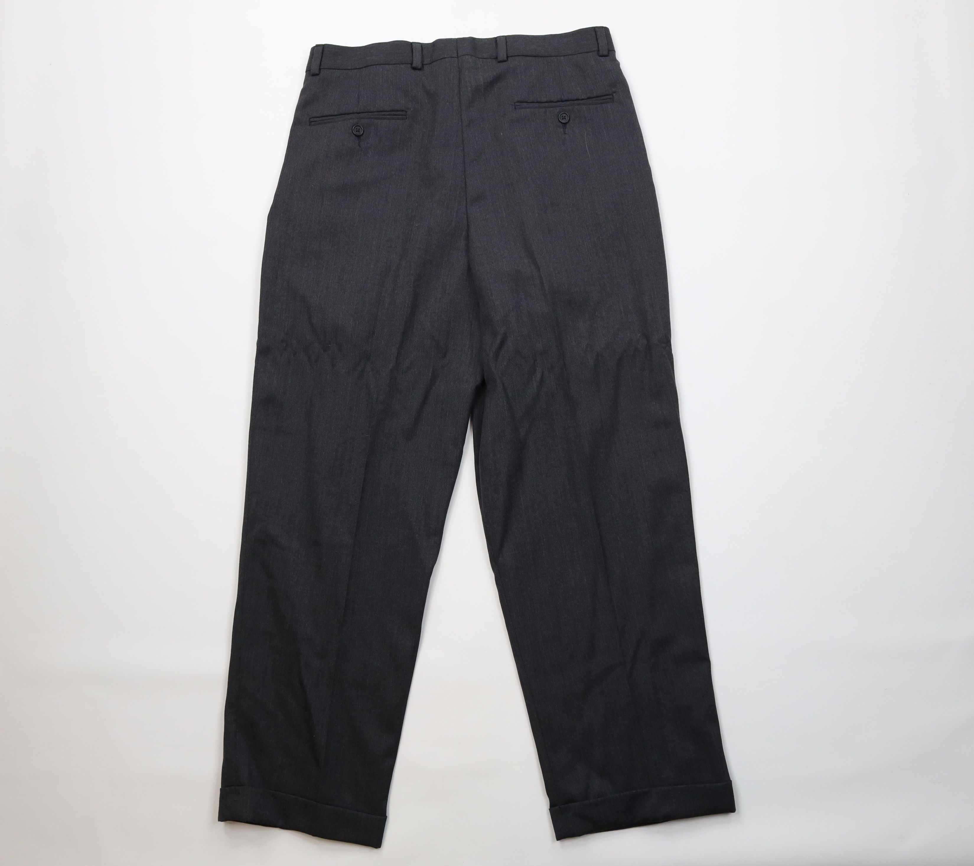 Vintage 90s Eddie Bauer Pleated Cuffed Wool Chino Pants Gray