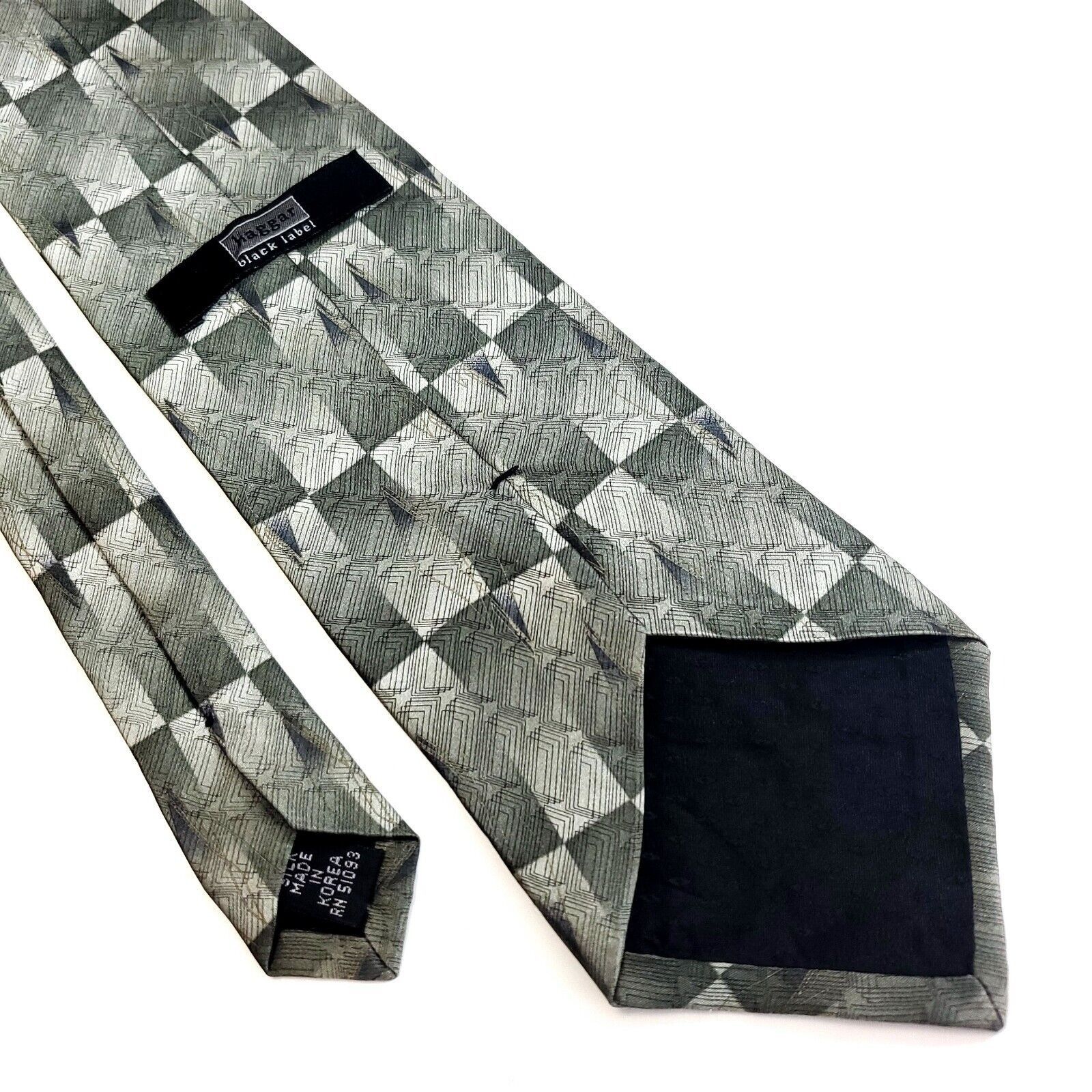 Haggar Haggar Black Label Geometric Print Metallic Green Wide Silk Size ONE SIZE - 5 Thumbnail