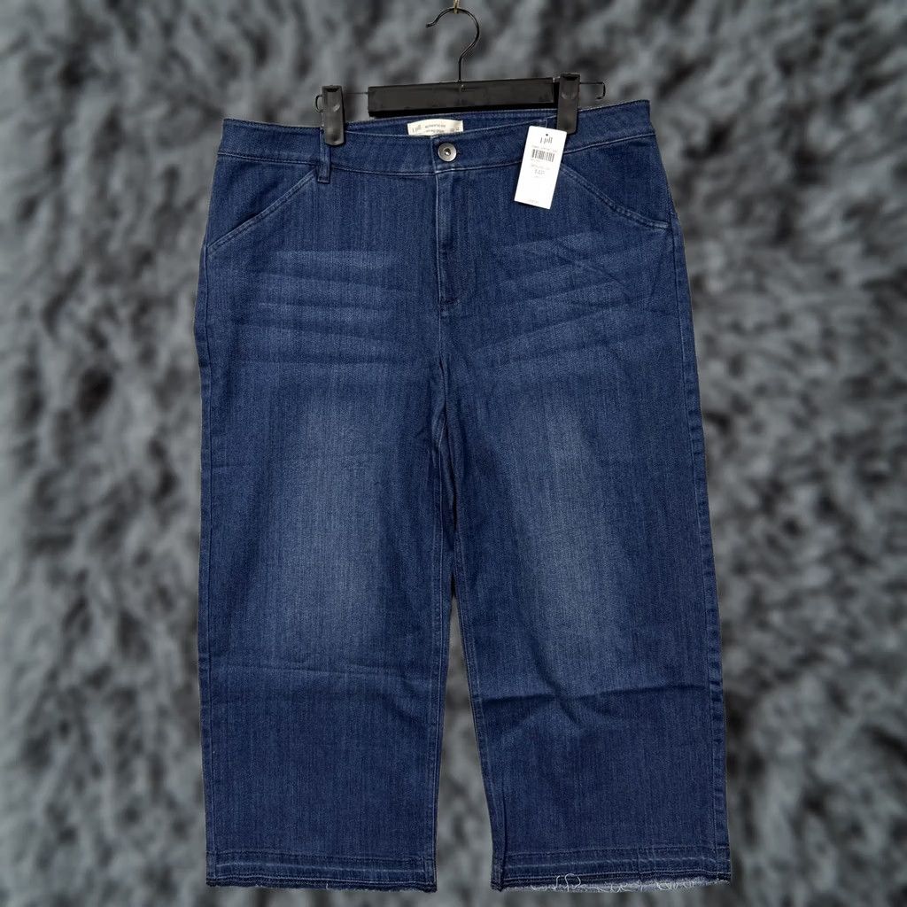 J. Jill J Jill Jeans Womens 14P Crop Denim Stretch Blue Full Leg Inseam 22in 35in Waist Petites mid rise Size 36" / US 14 / IT 50 - 1 Thumbnail