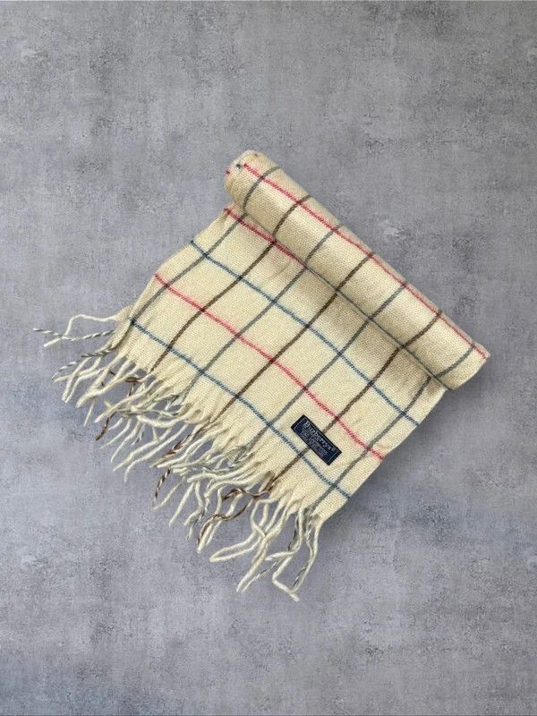 Burberry Vintage Burberry scarf cream beige pattern wool Size ONE SIZE - 2 Thumbnail