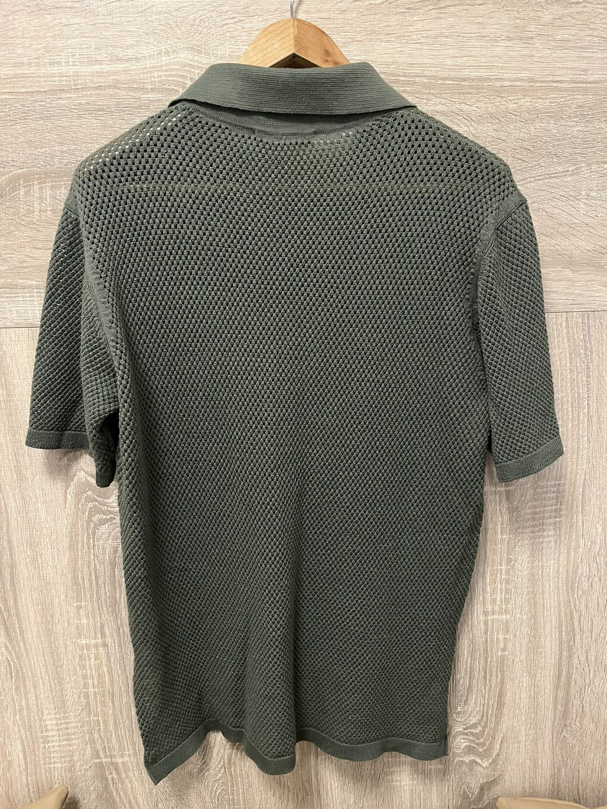 LUU DAN LUU DAN ARMY GREEN NET KNIT POLO SHIRT Size US XL / EU 56 / 4 - 6 Thumbnail