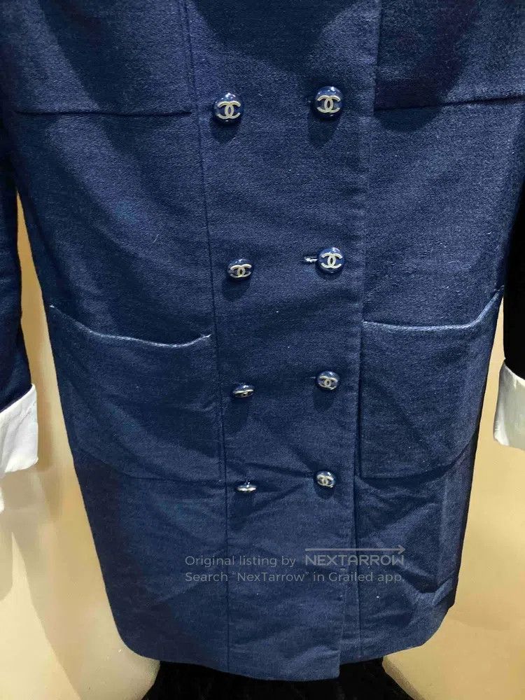Chanel Chanel 16p blue double-breasted coat embroidered lining co Size XXS / US 00 / IT 34 - 3 Thumbnail