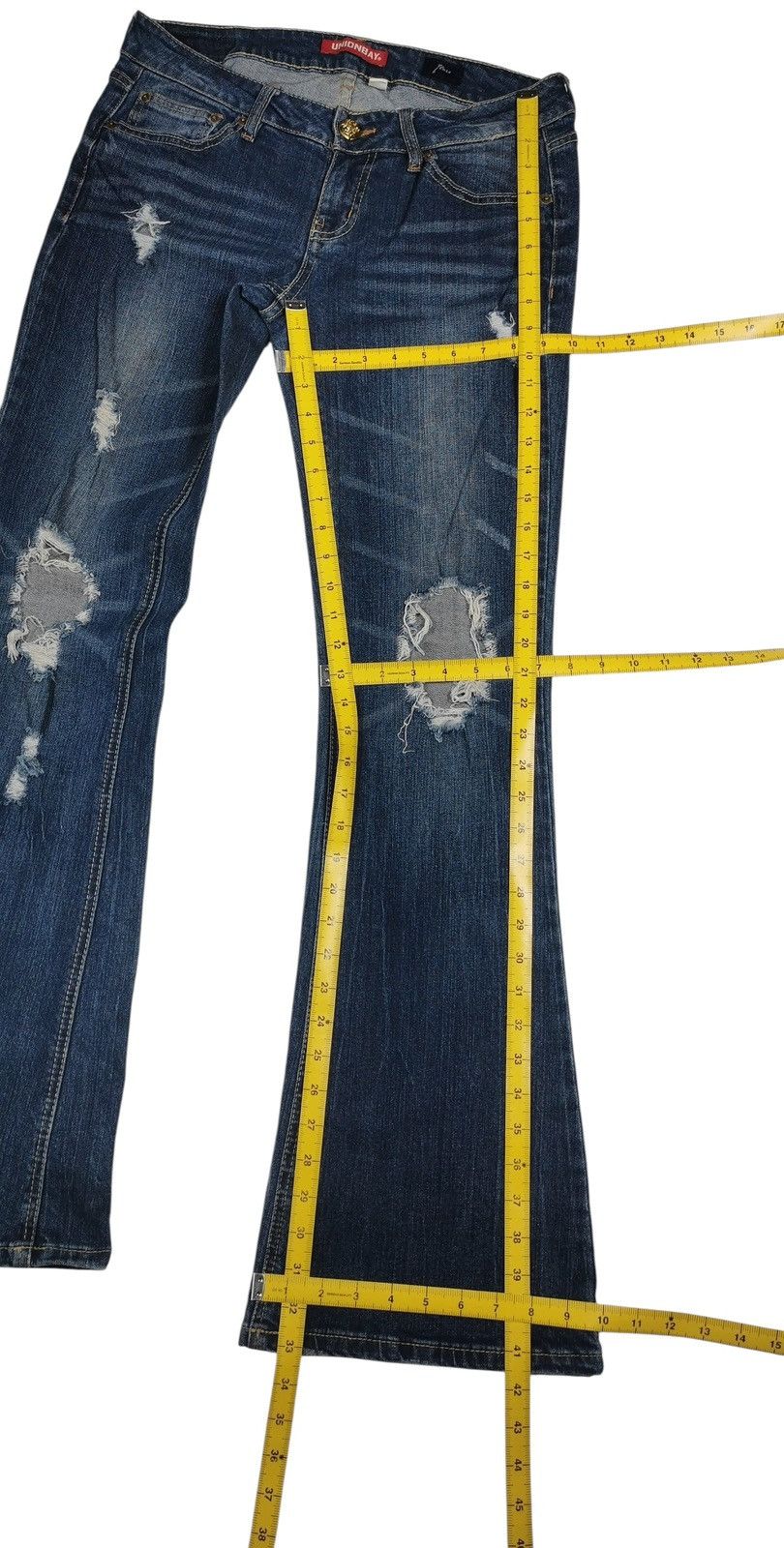 UNIONBAY Unionbay Slim Thigh Flare Legs Distressed Jeans Size 30" / US 8 / IT 44 - 9 Thumbnail