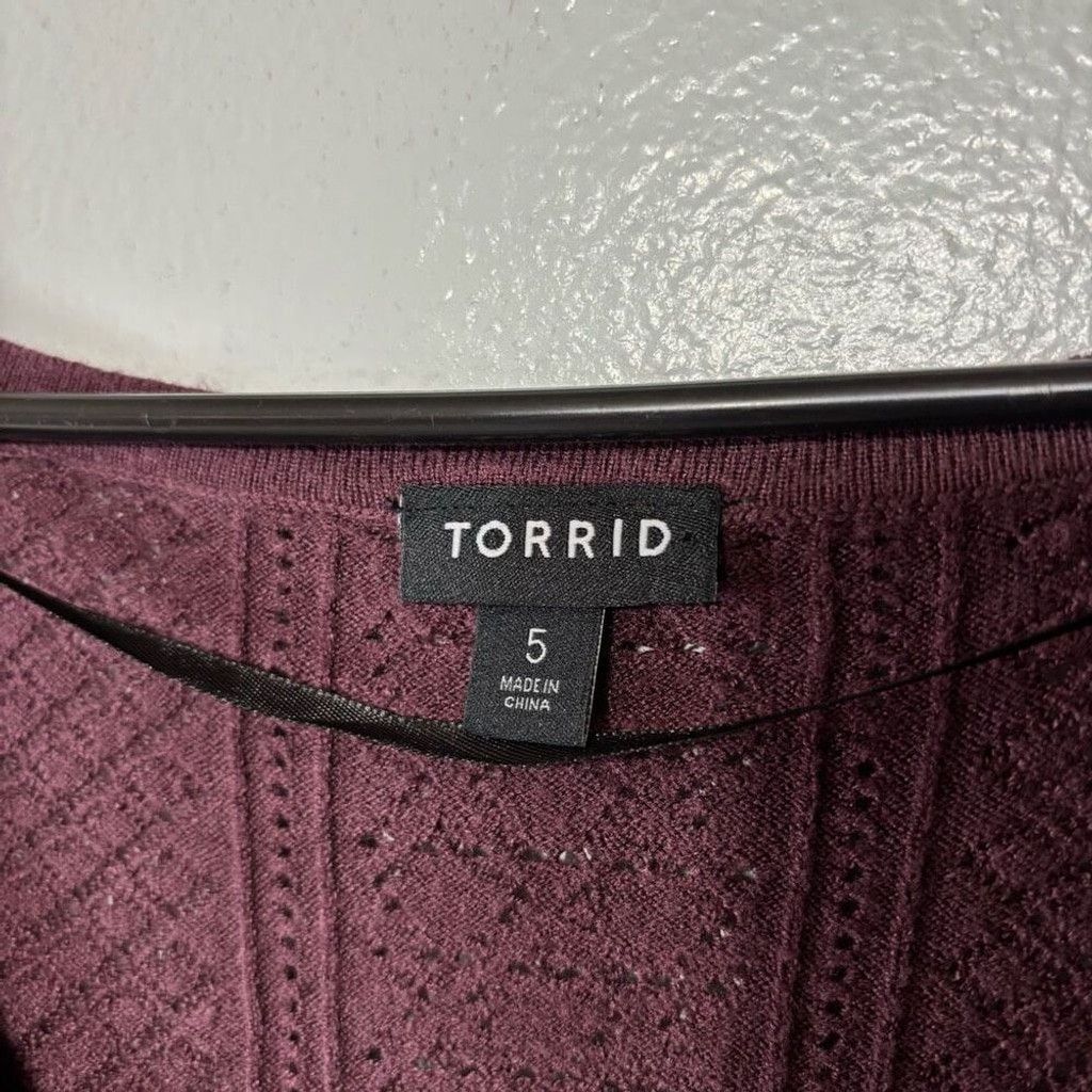 Torrid Torrid Everyday Maroon Soft Pullover Pointelle Knit Sweater Size M / US 6-8 / IT 42-44 - 3 Thumbnail