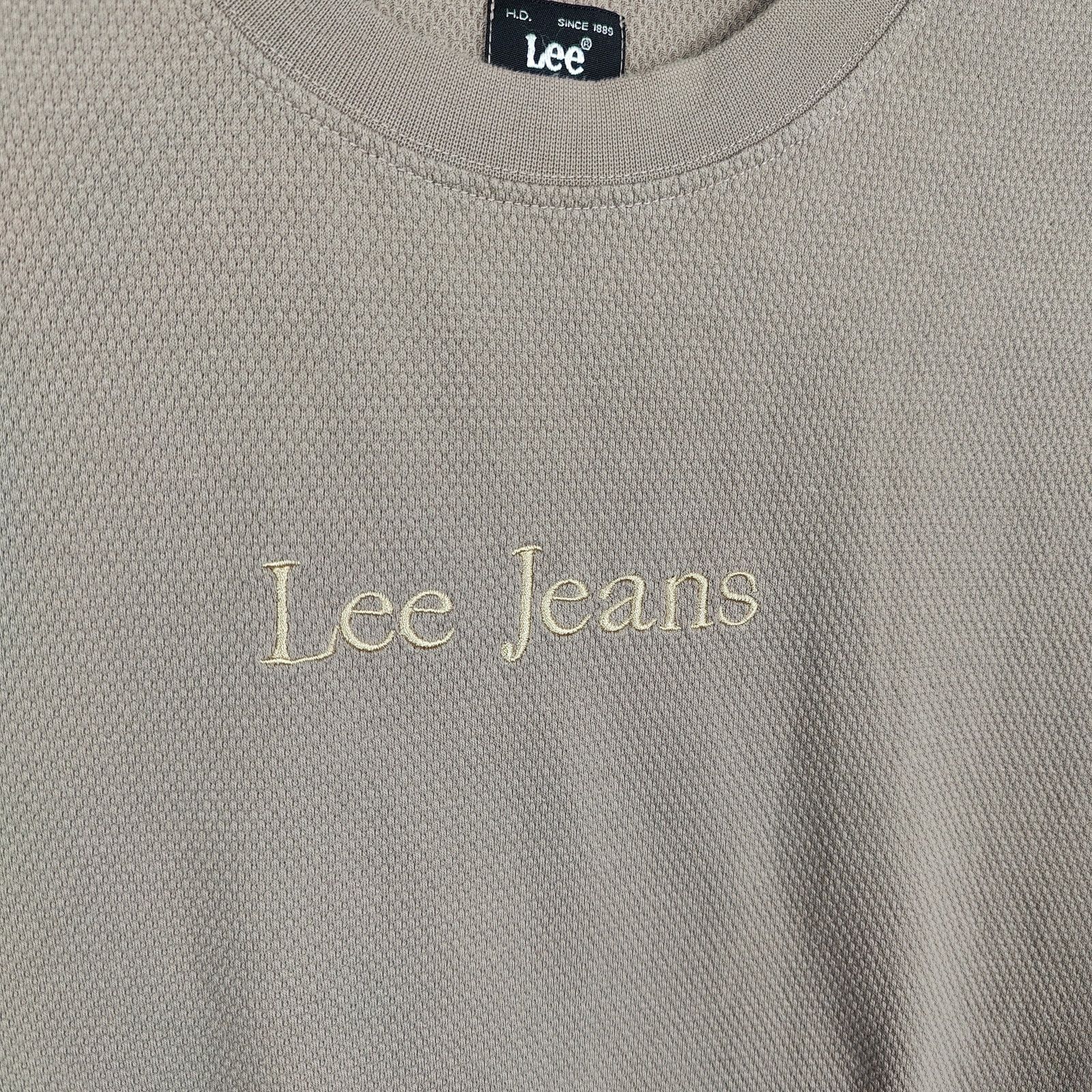 Lee Vintage Y2K Lee Jeans Thermal Knit T-Shirt Mens XL Tan Size US XL / EU 56 / 4 - 2 Thumbnail