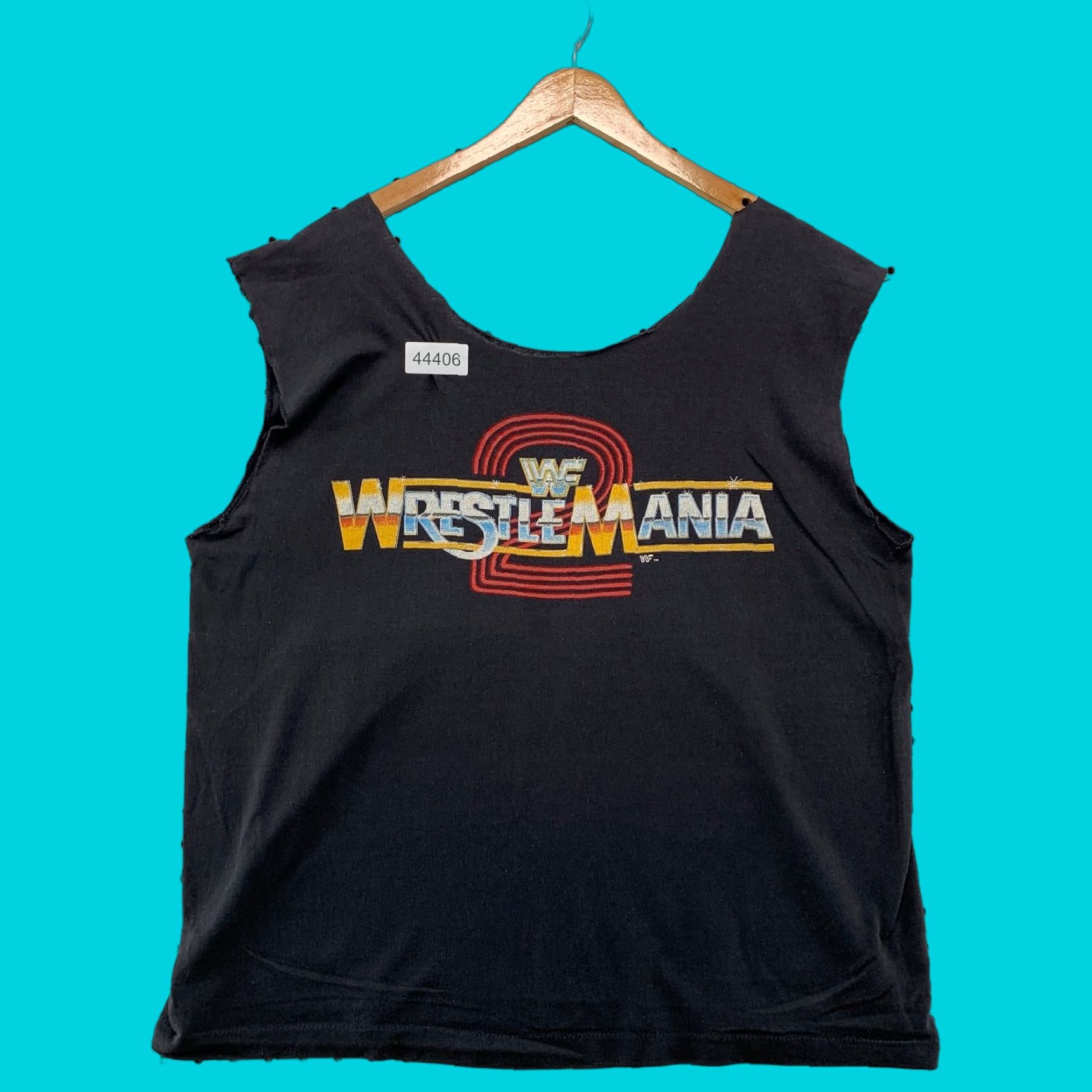Vintage 80s WWF Wrestlemania 2 Shirt Mens XL Black SIngle Stitch Chopped