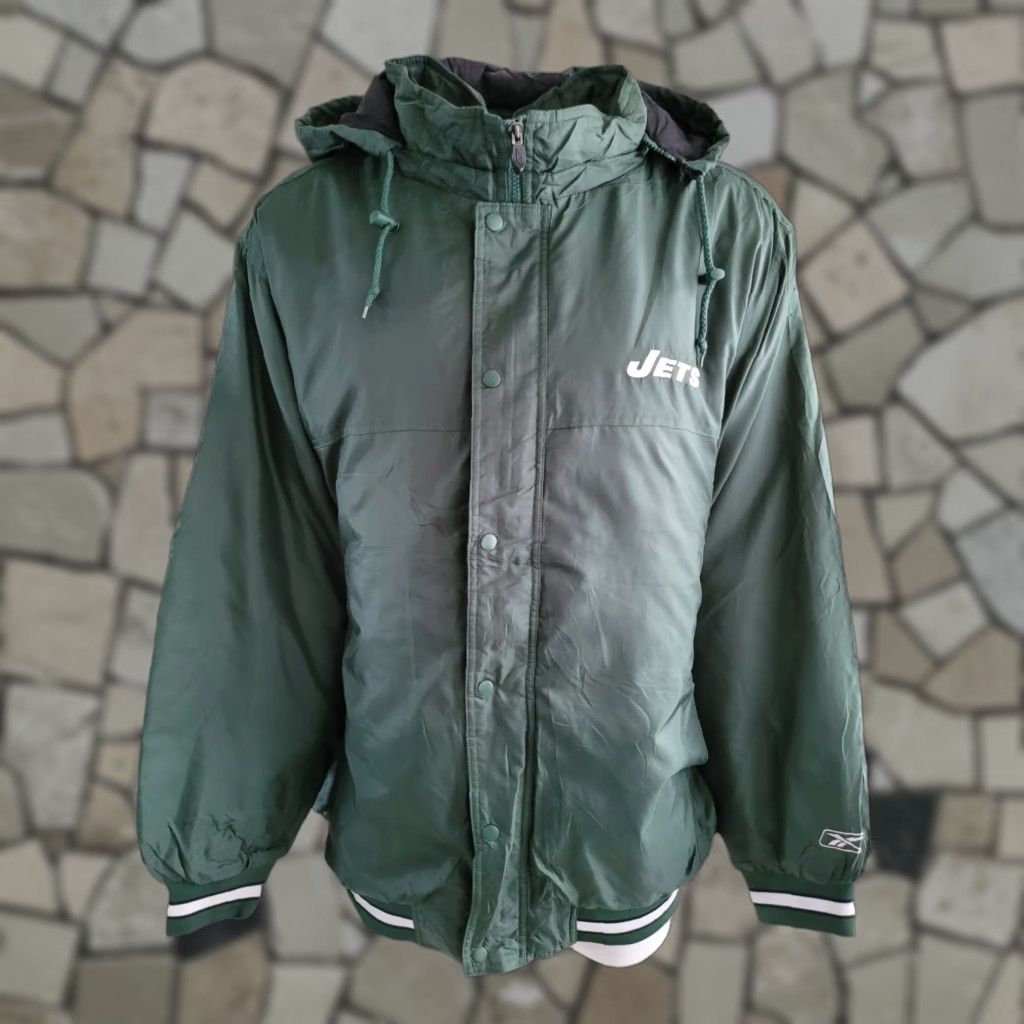 NFL VINTAGE Reebok NFL Jets Baseball Jacket 2XL Jacket Men dark green NFL Jets 90s Concert Football Jersey style Size US XL / EU 56 / 4 - 1 Thumbnail