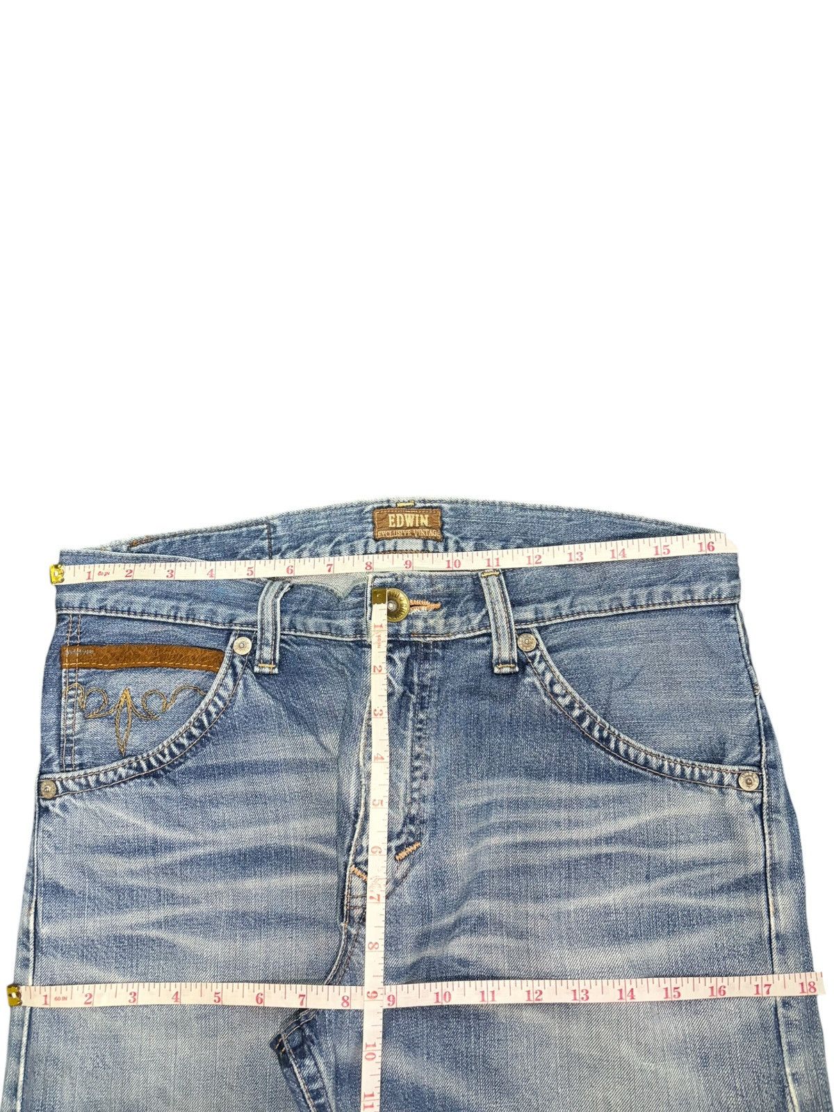 Edwin Exclusive Vintage Edwin XV Faded Wash Distressed Jeans Size US 33 - 6 Thumbnail