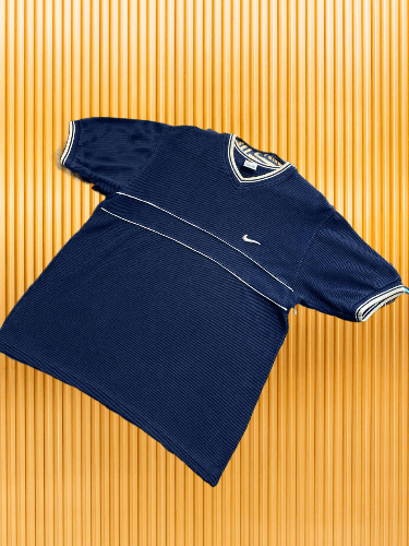 Nike × Vintage Vintage Nike Tee Shirt 2000s Nike Check Navy Tee Size US L / EU 52-54 / 3 - 1 Thumbnail