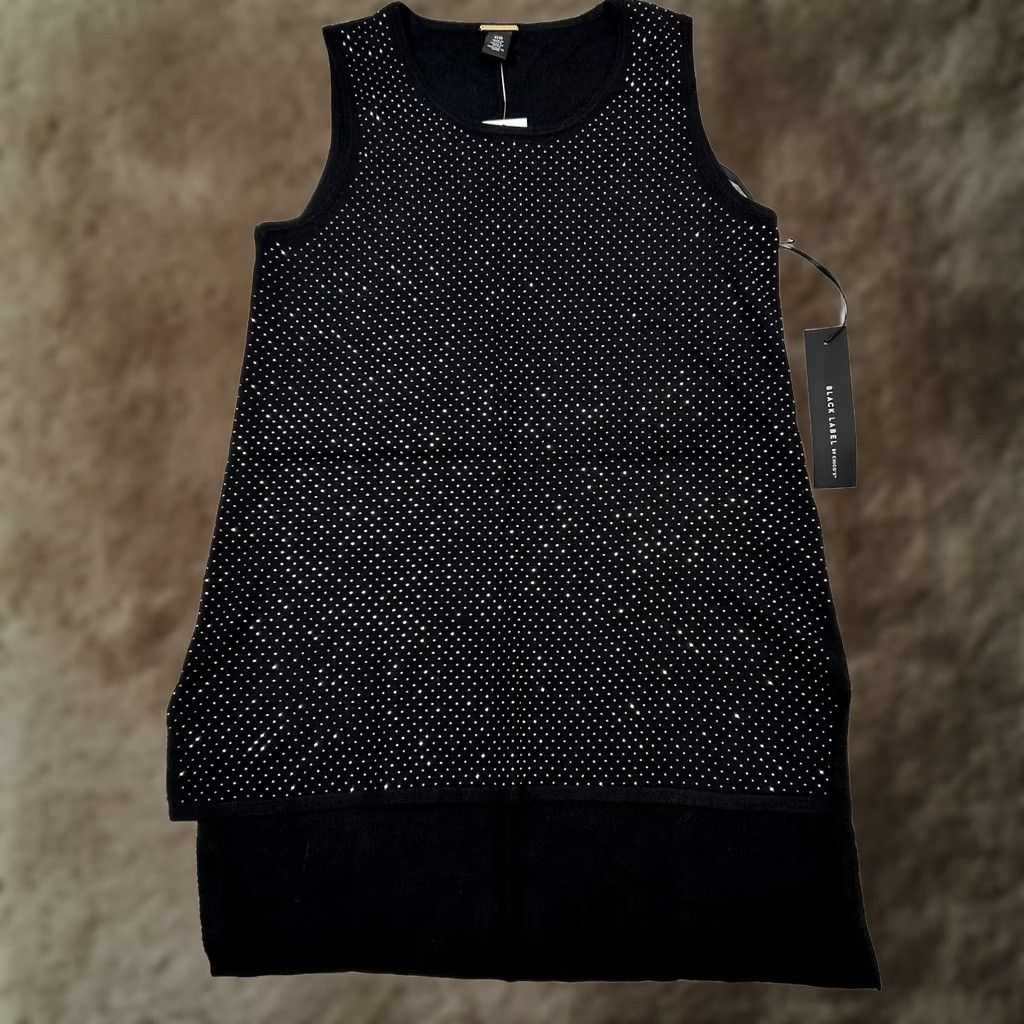 Vintage Chicos Black Label Heat Set Bling Tank Sweater XS Tank Sleeveless Bling Rhinestone Crew Neck Pullover Casual Solid Black Women XS Size XS / US 0-2 / IT 36-38 - 1 Thumbnail