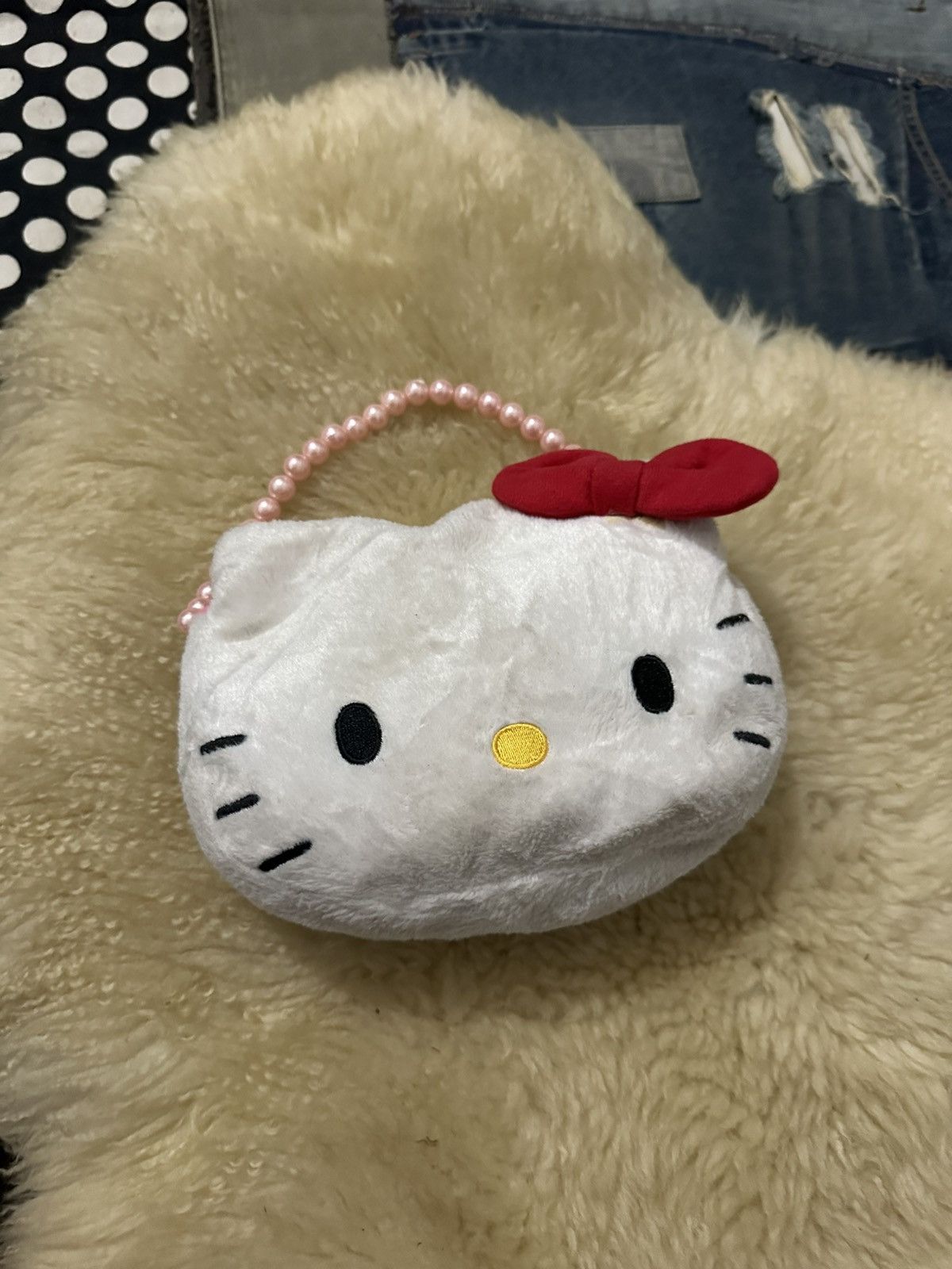 Cartoon Network Cute Hello Kitty Mini Handbag Nice Design Pearl Handle Size ONE SIZE - 1 Thumbnail