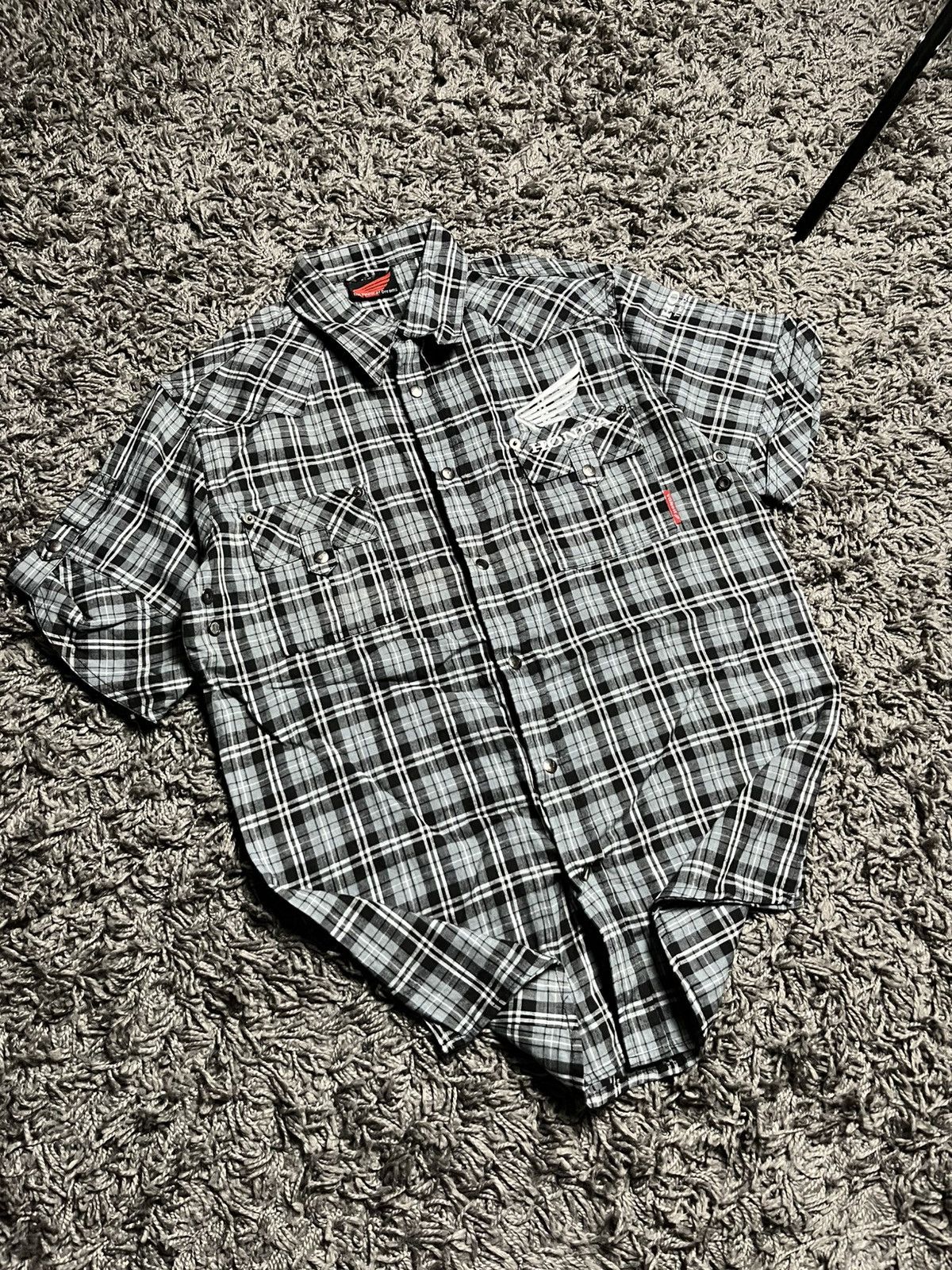Honda Honda Racing "Motor Spirit" Plaid Shirt Y2K Aesthetic Size US S / EU 44-46 / 1 - 1 Thumbnail