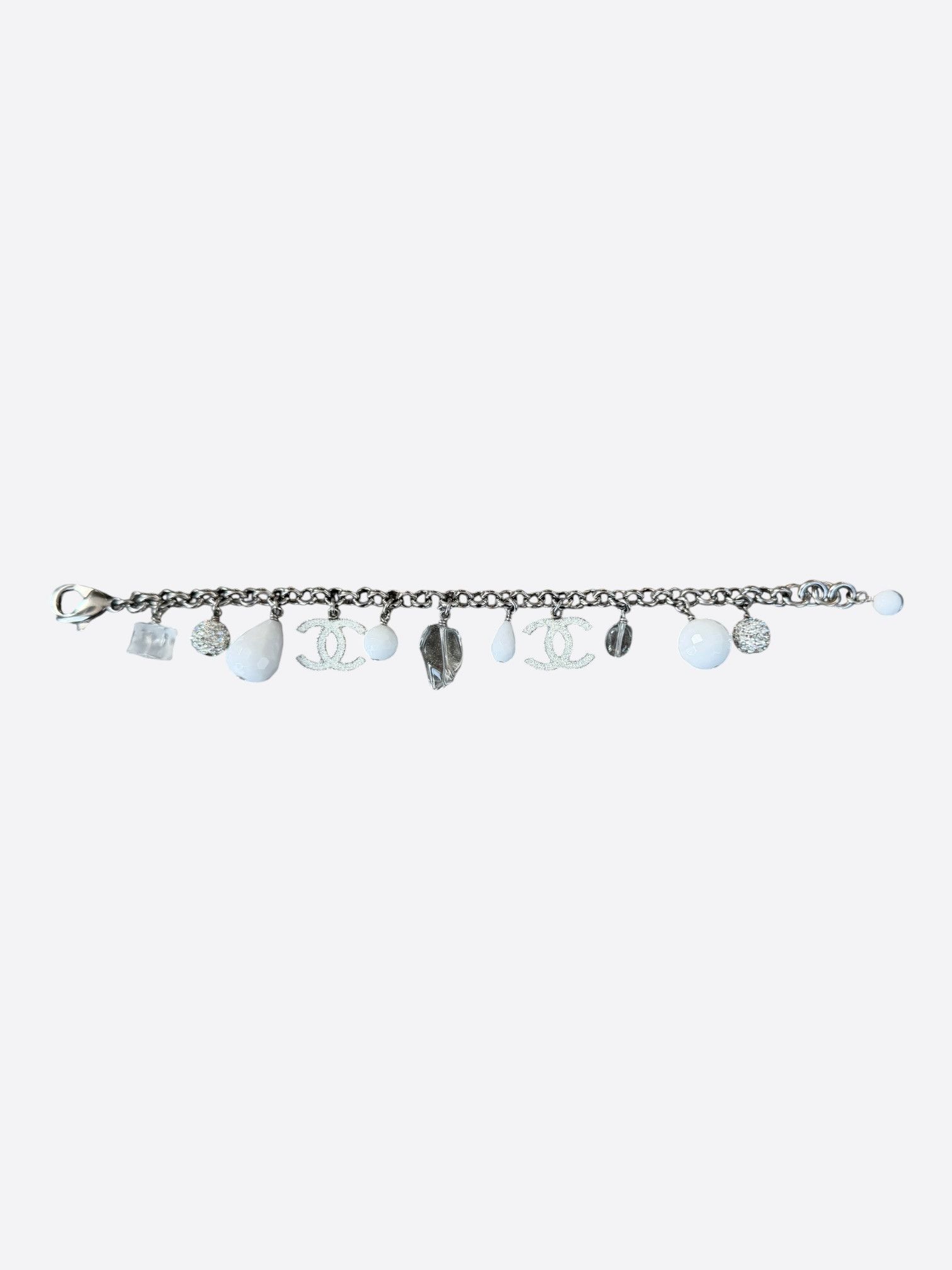 Chanel Chanel Silver & White CC Crystal Charm Bracelet Size ONE SIZE - 3 Thumbnail