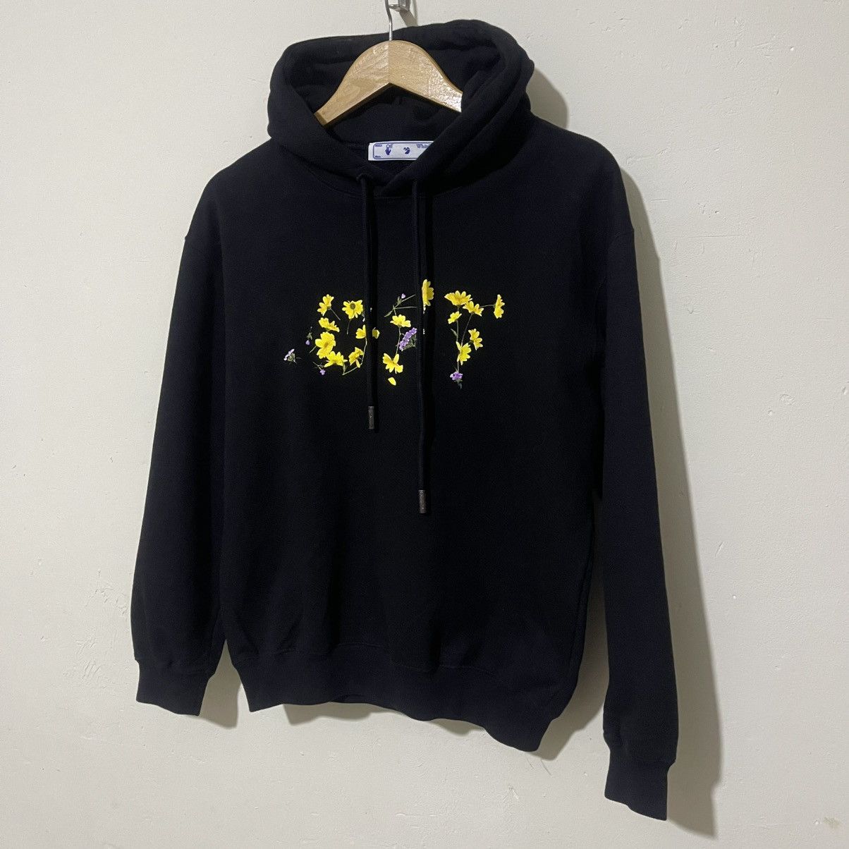 Off-White Off-White Cotton Floral Logo Hoodie Black Large Size L / US 10 / IT 46 - 4 Thumbnail
