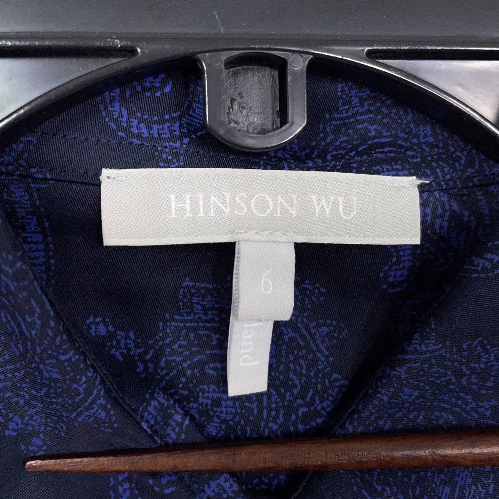 Vintage Hinson Wu Shirt Womens 6 Navy Blue Paisley Print Button Front Cotton Blouse Size M / US 6-8 / IT 42-44 - 4 Thumbnail