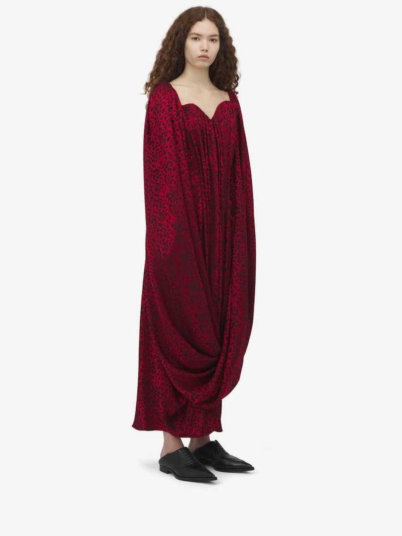 Alexander McQueen o1srvl11e0326 Leopard Jacquard Single-Sleeve Dress Size M / US 6-8 / IT 42-44 - 2 Thumbnail