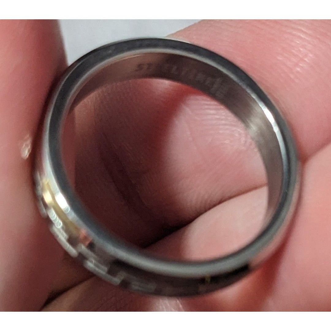Other Steeltime Stainless Steel Silver Tone Greek Key Engraved Rin Size ONE SIZE - 10 Thumbnail