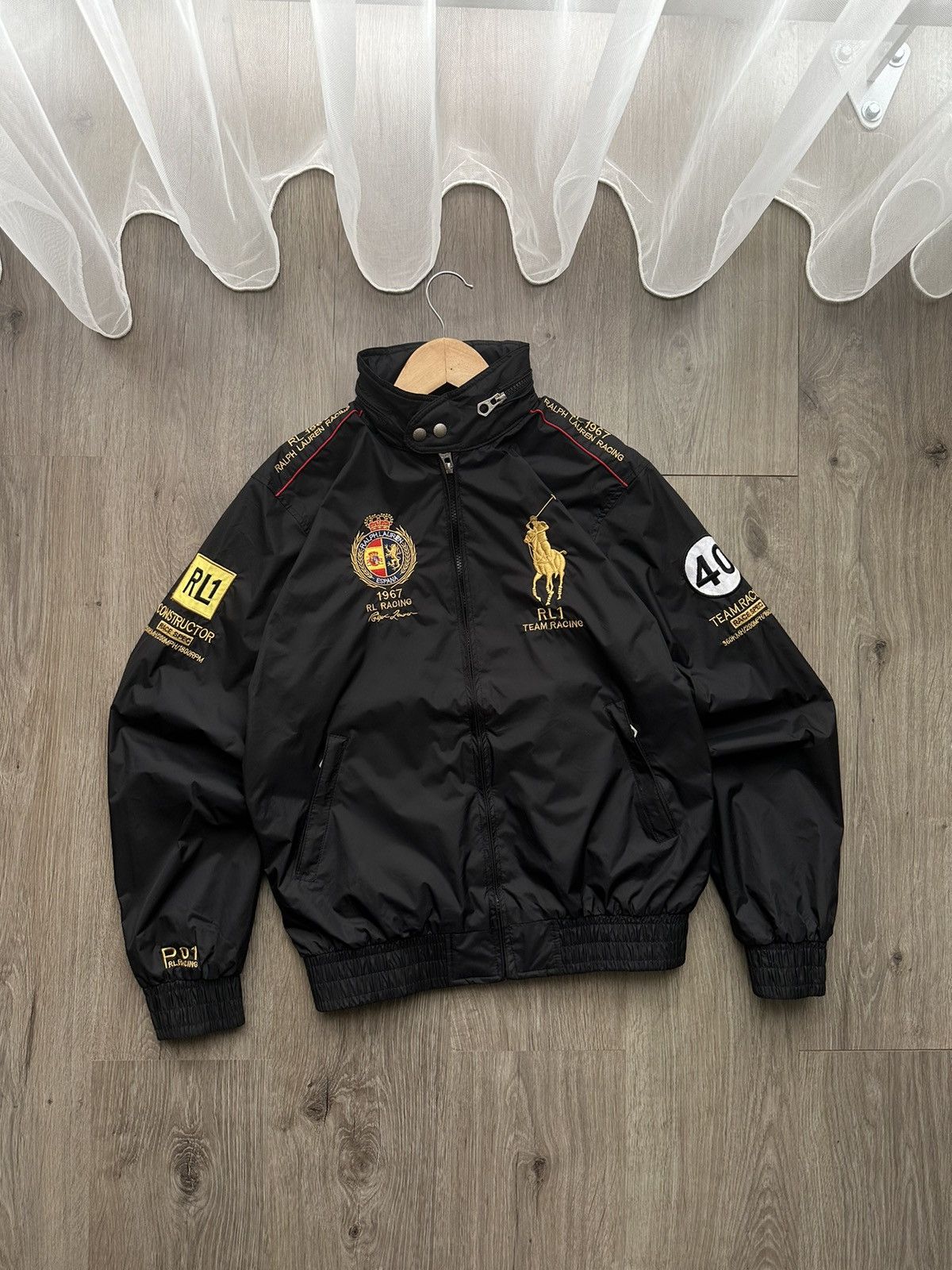 SALE!!!Vintage Polo Team Racing Full Patches Bomber Jacket 2024