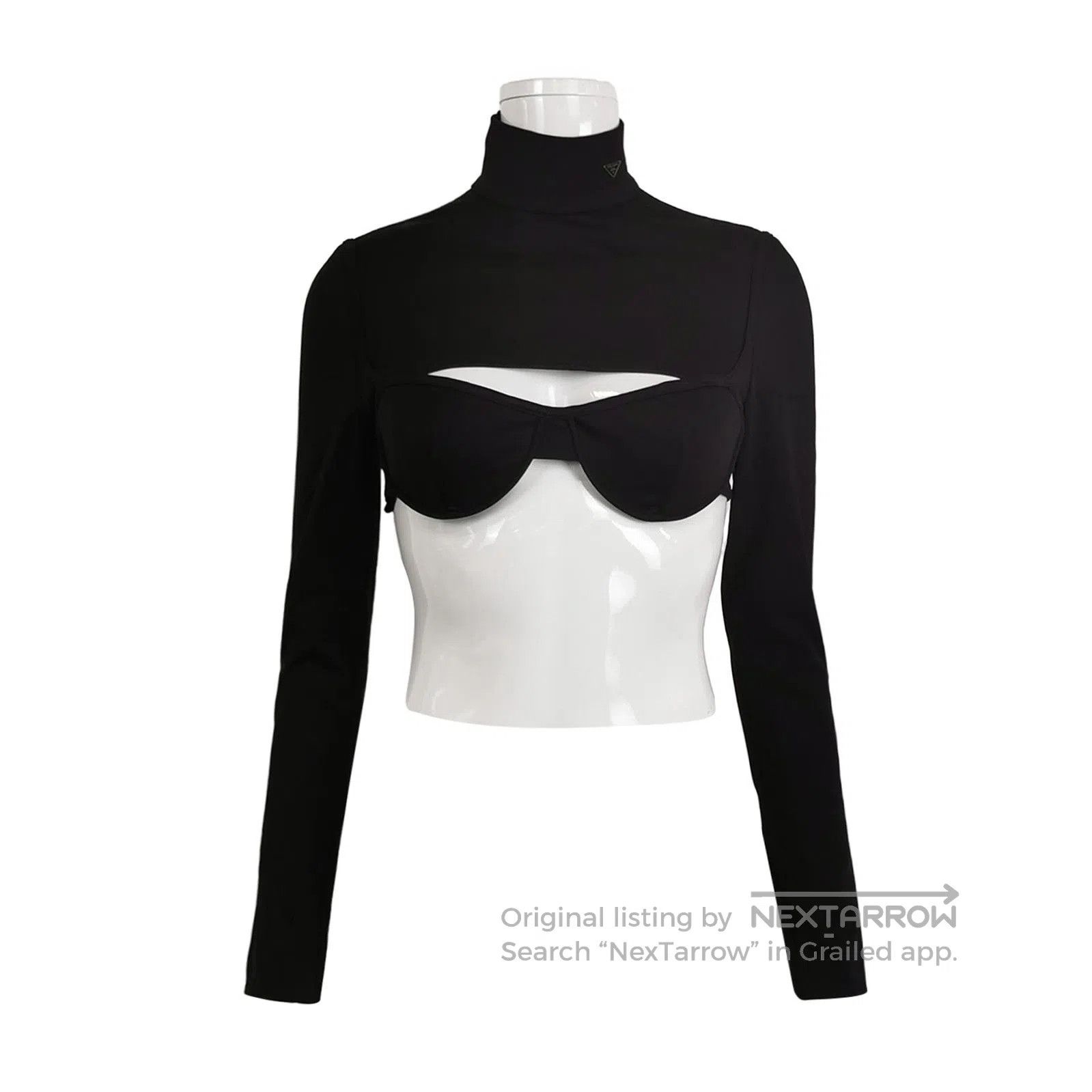 Prada Prada Black High Neck Cutout Long Sleeve Top . Size L / US 10 / IT 46 - 1 Thumbnail